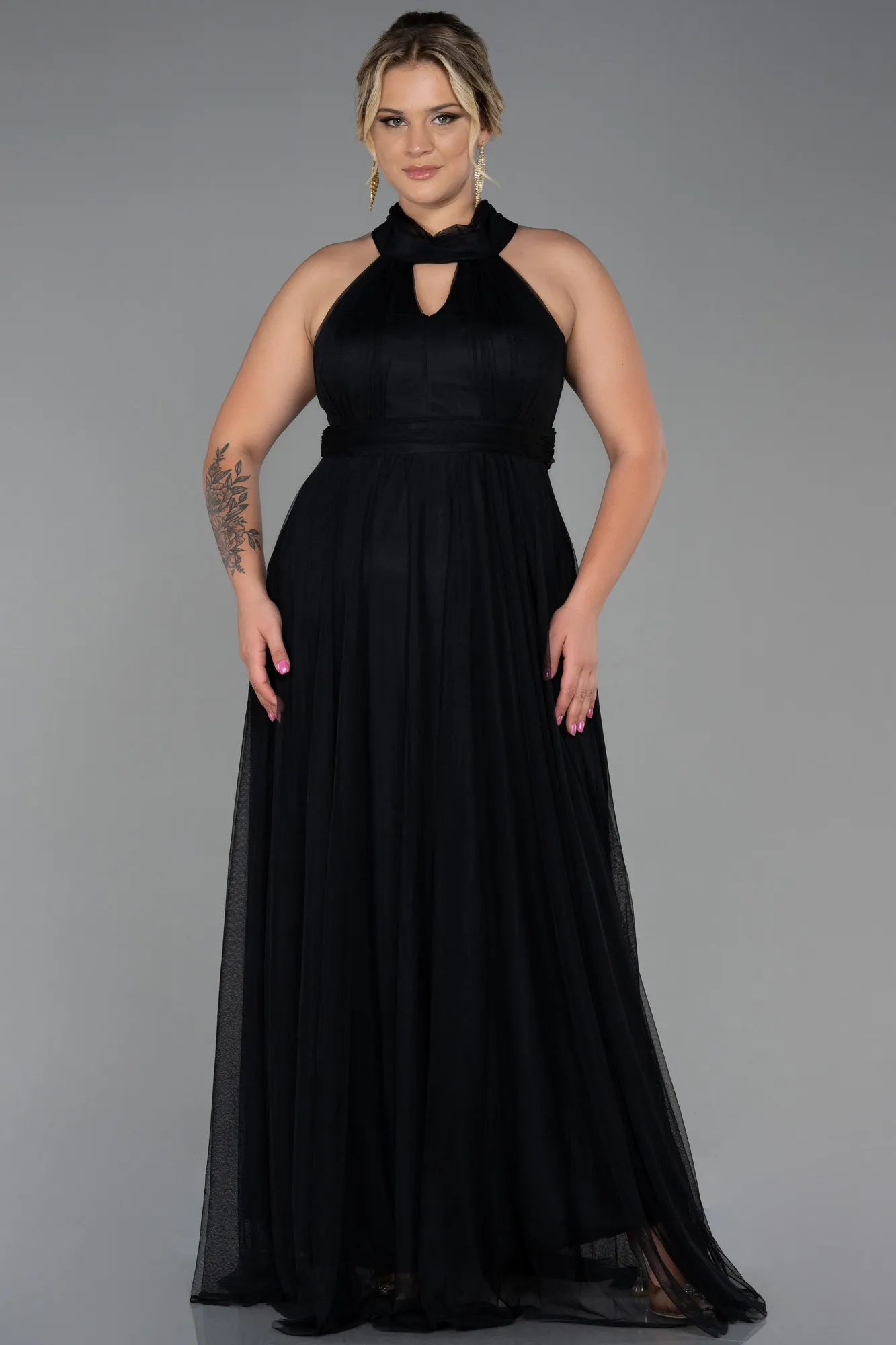 Black-Long Plus Size Evening Dress ABU3253