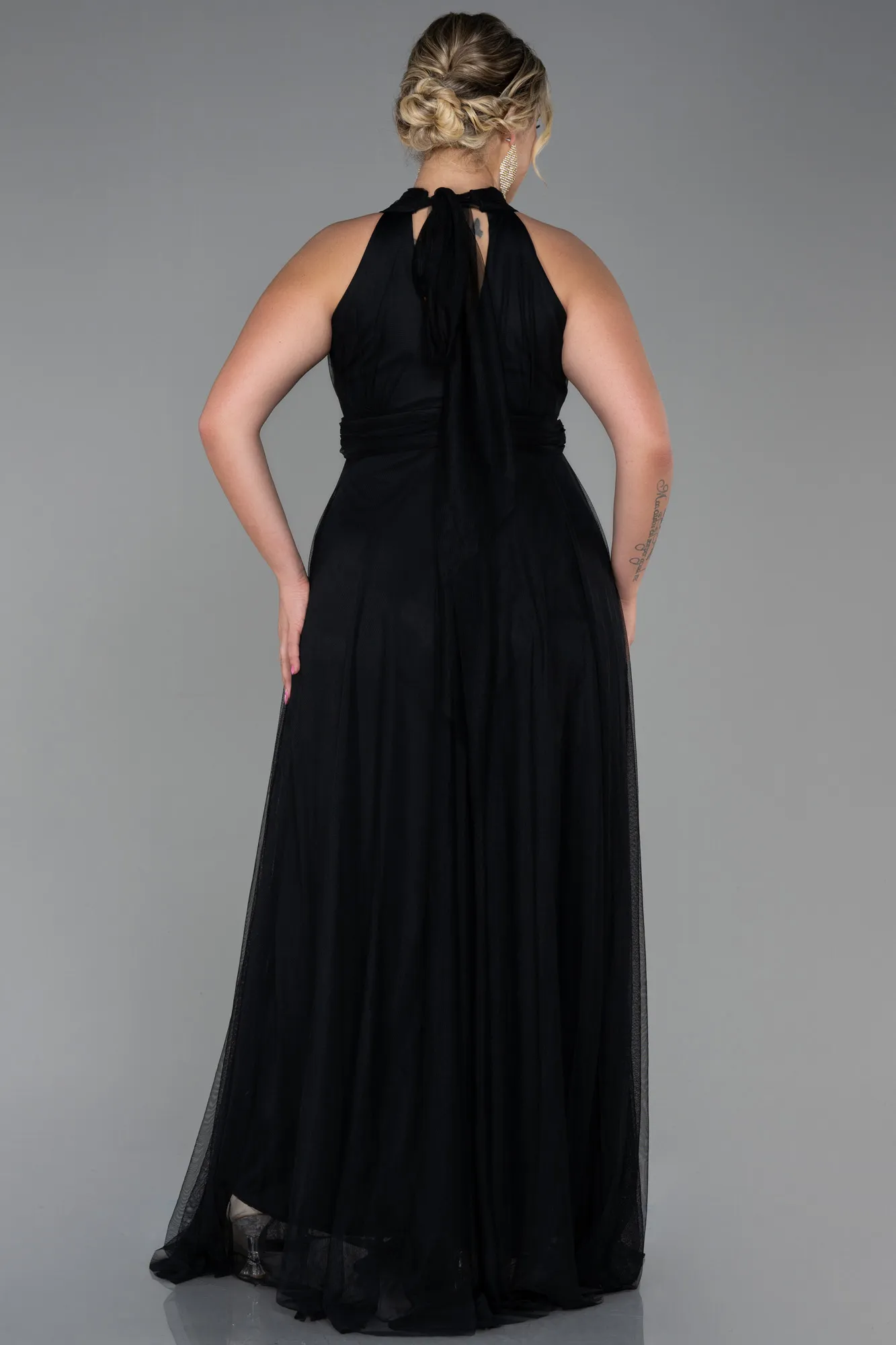 Black-Long Plus Size Evening Dress ABU3253