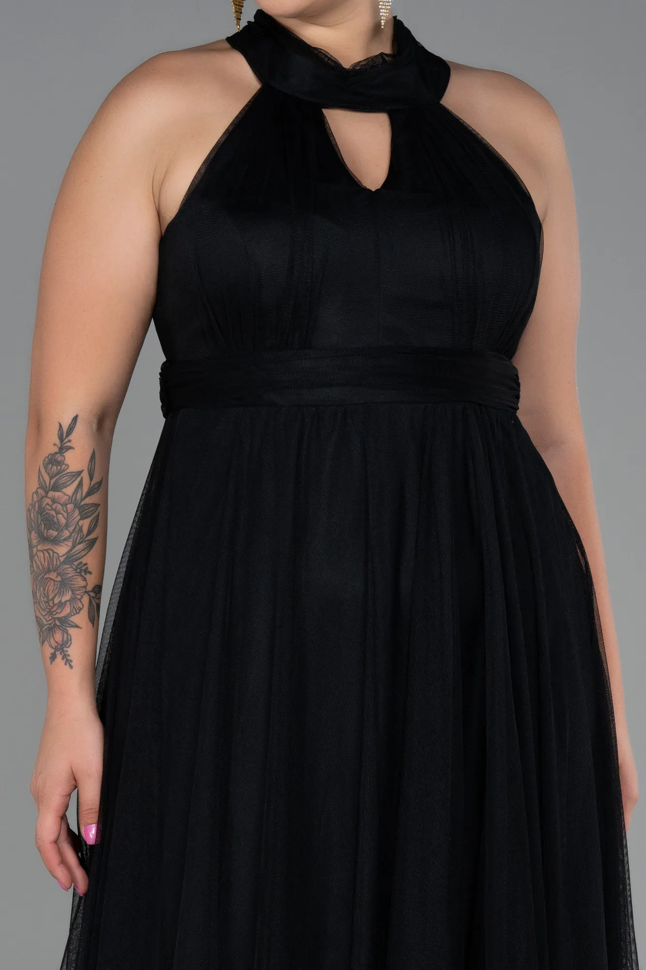 Black-Long Plus Size Evening Dress ABU3253