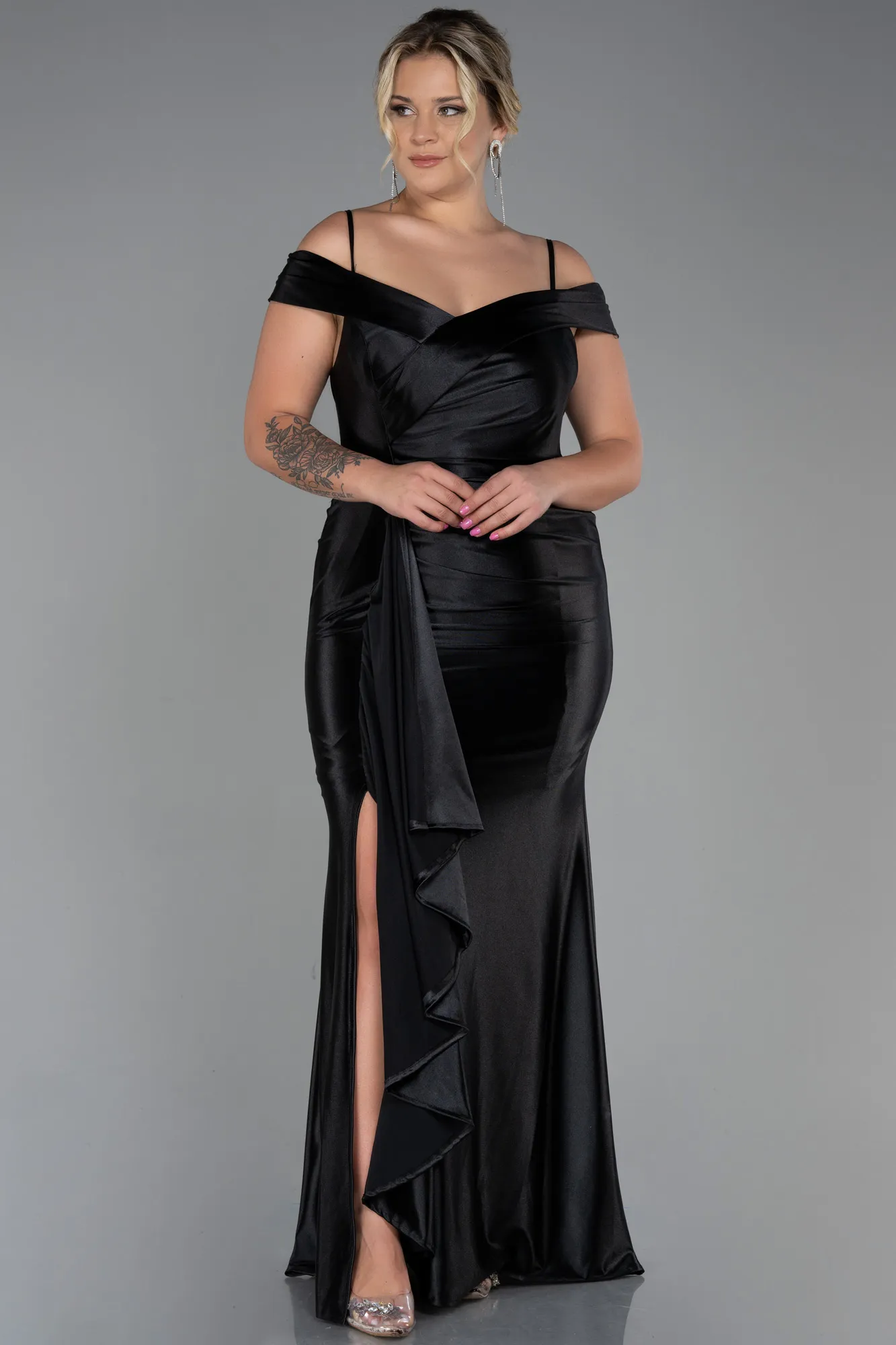 Black-Long Plus Size Evening Dress ABU3255