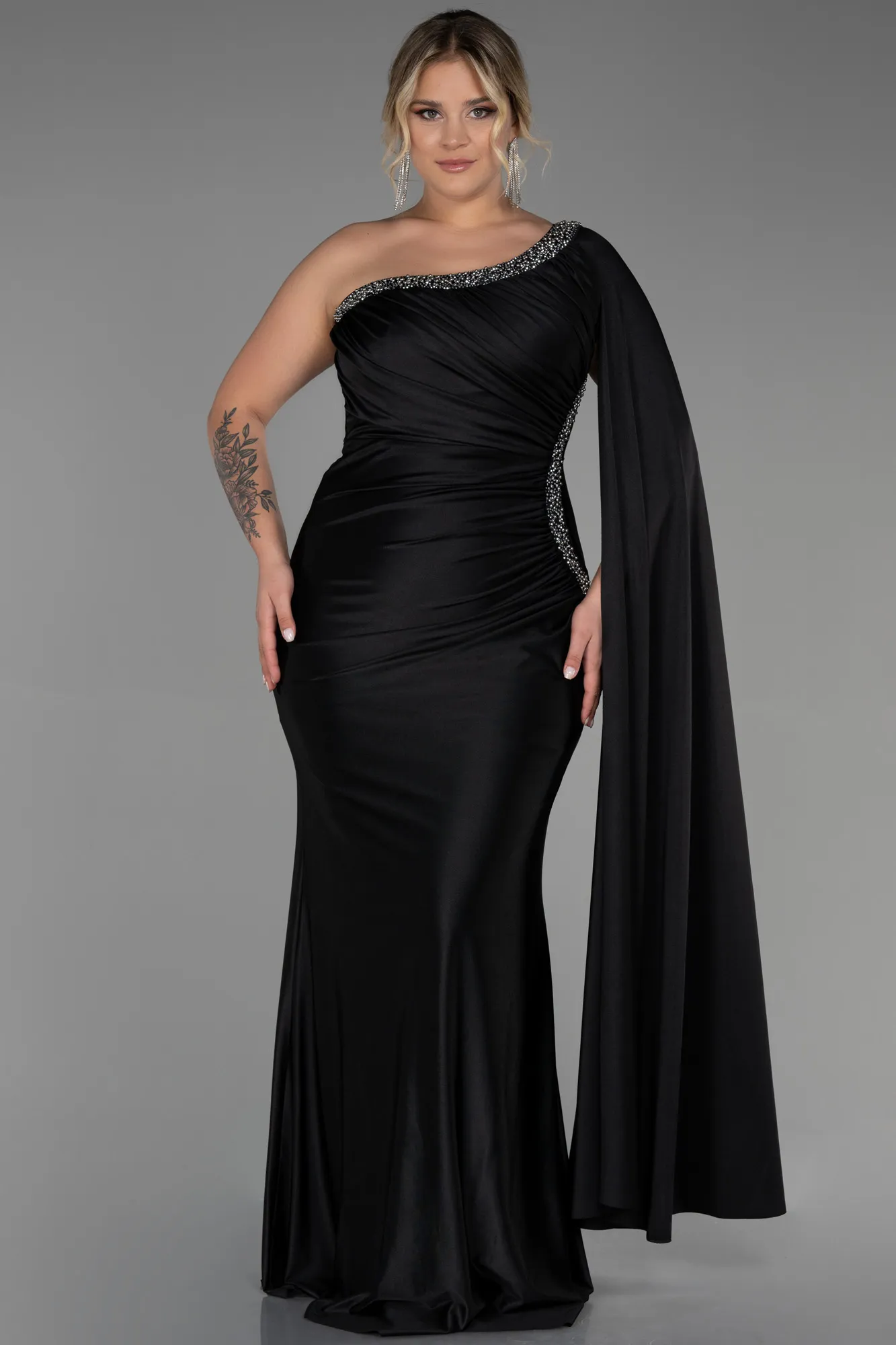 Black-Long Plus Size Evening Dress ABU3260