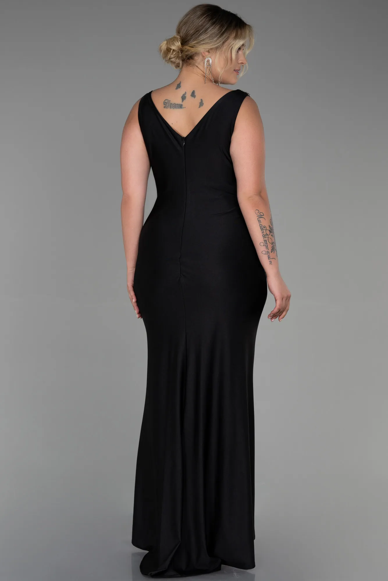 Black-Long Plus Size Evening Dress ABU3271