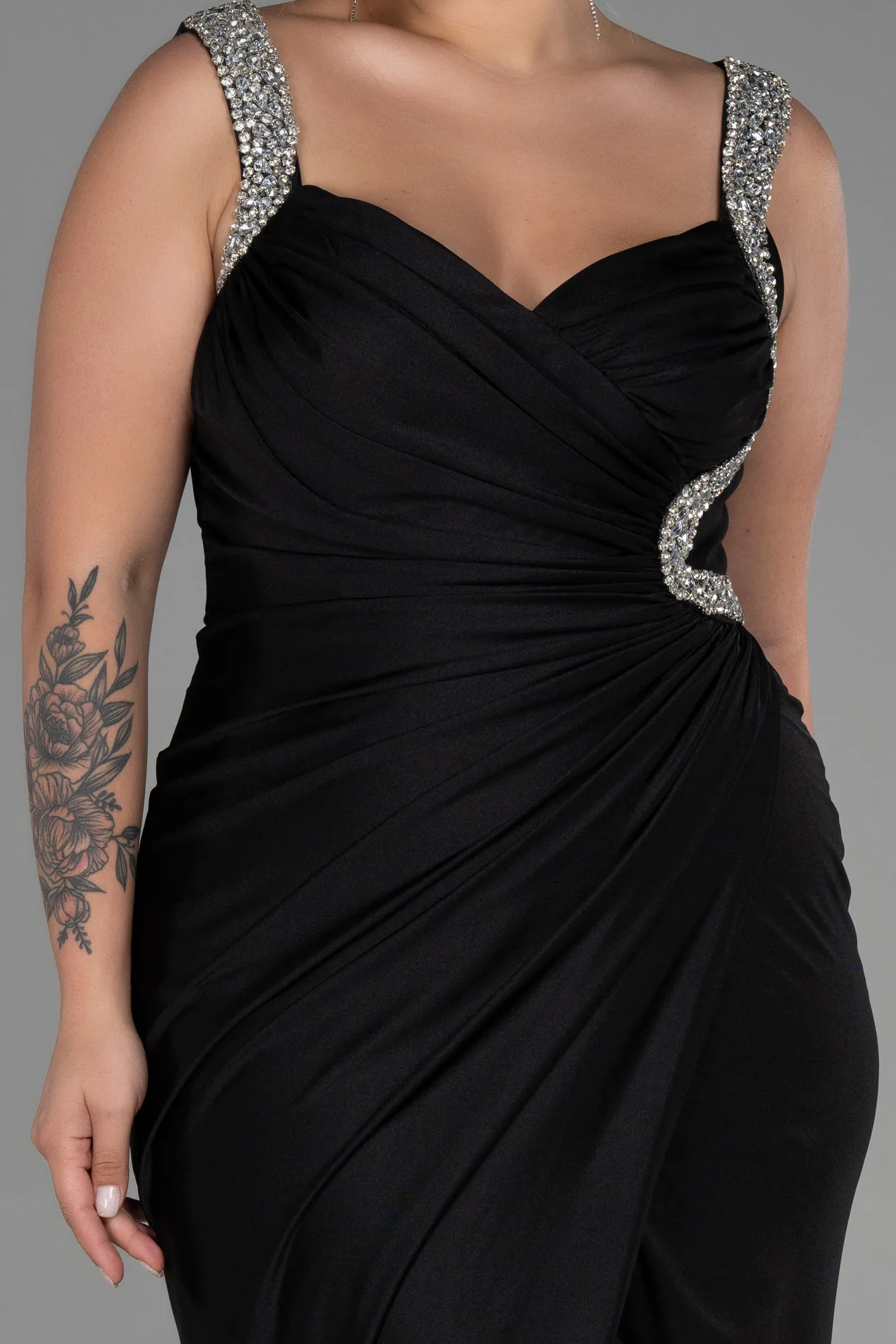 Black-Long Plus Size Evening Dress ABU3271