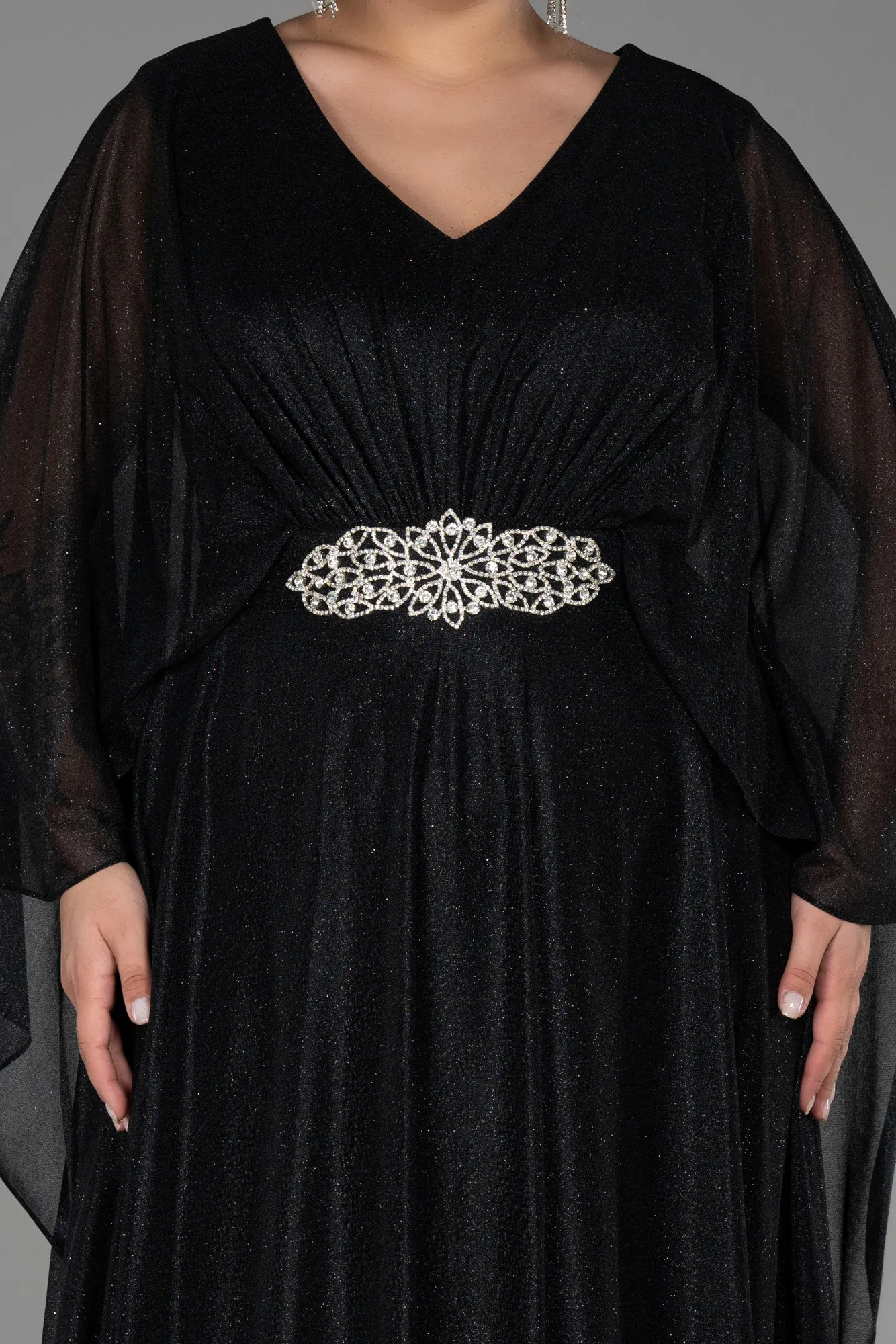 Black-Long Plus Size Evening Dress ABU3278