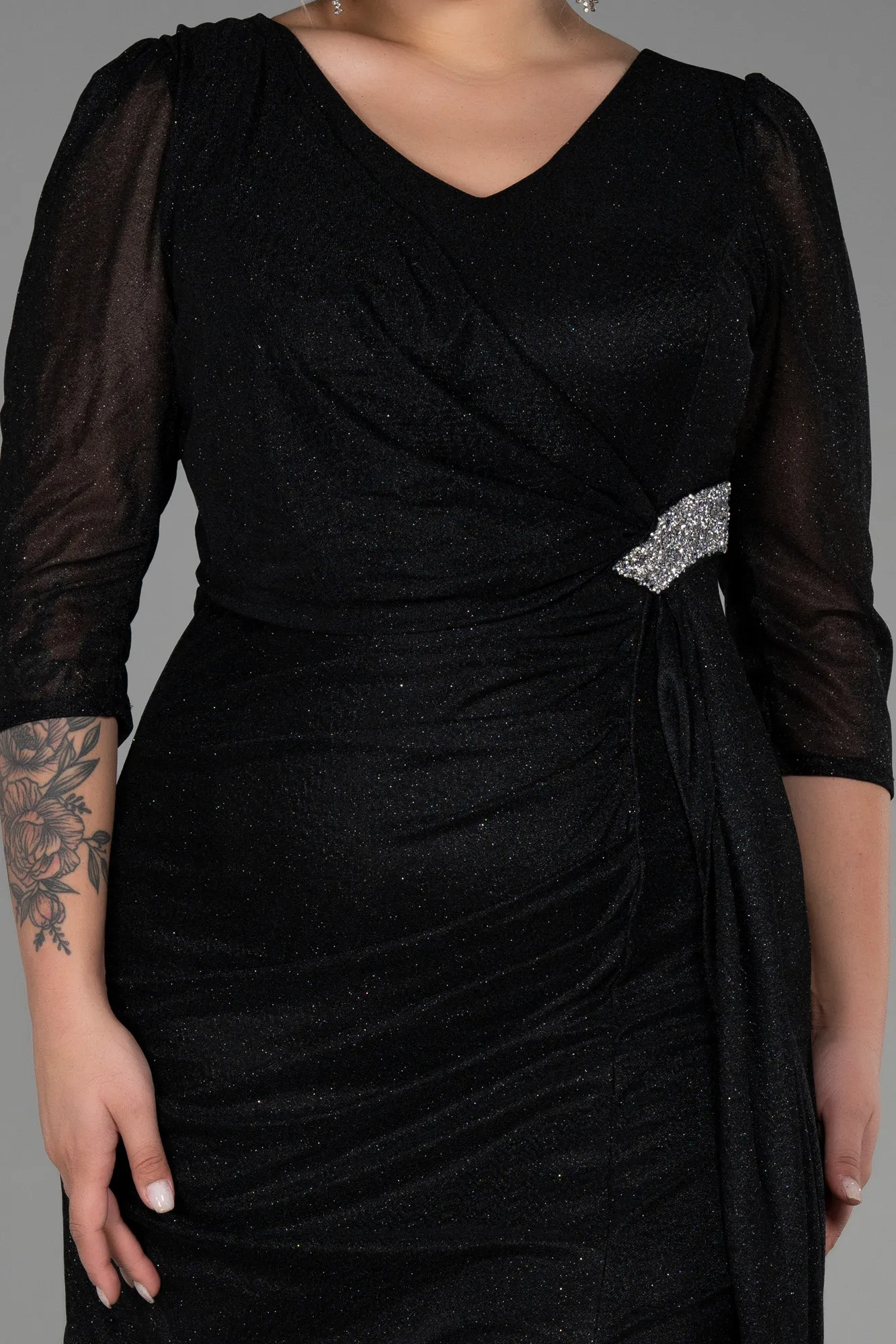 Black-Long Plus Size Evening Dress ABU3279
