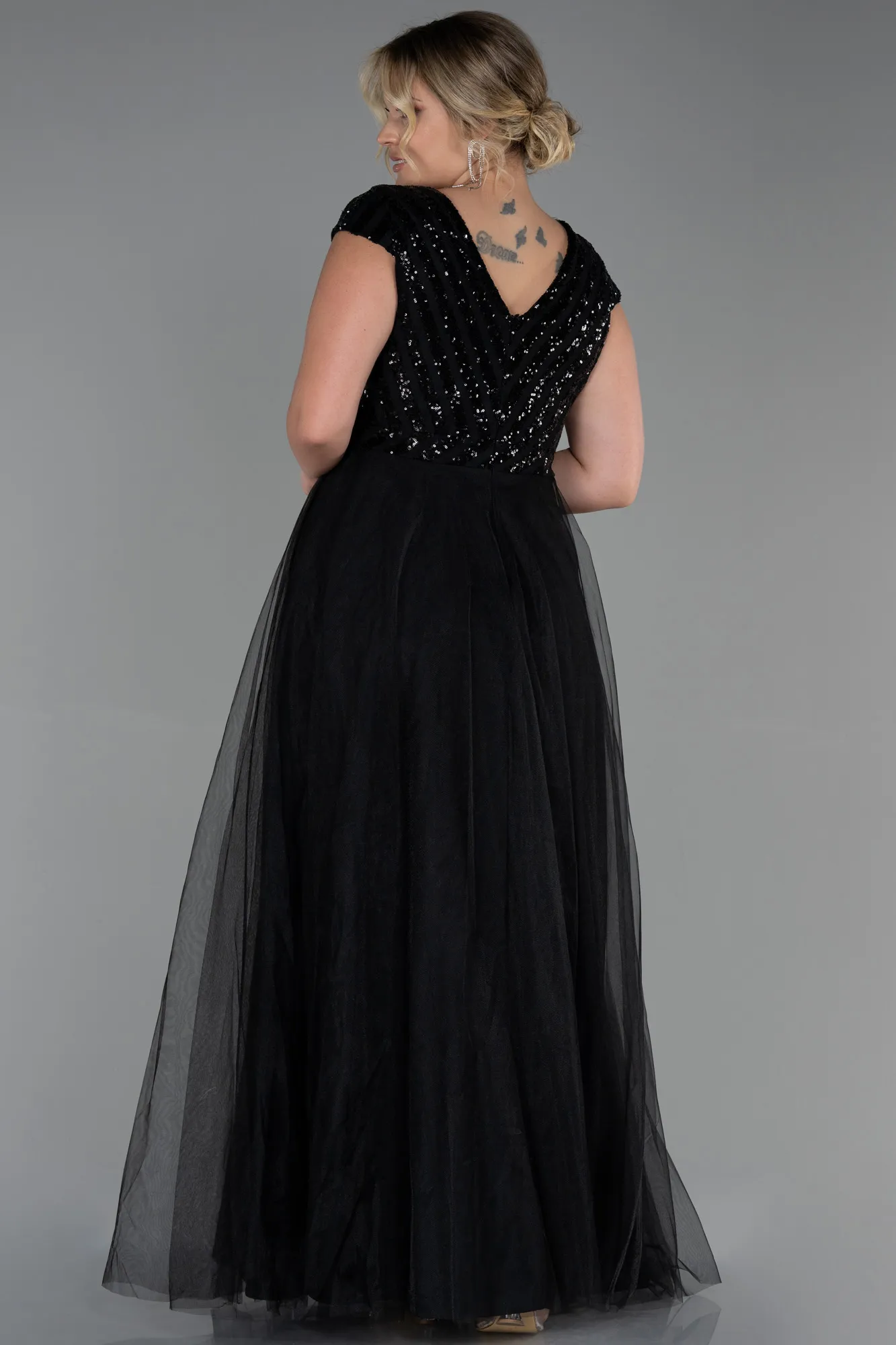 Black-Long Plus Size Evening Dress ABU3281