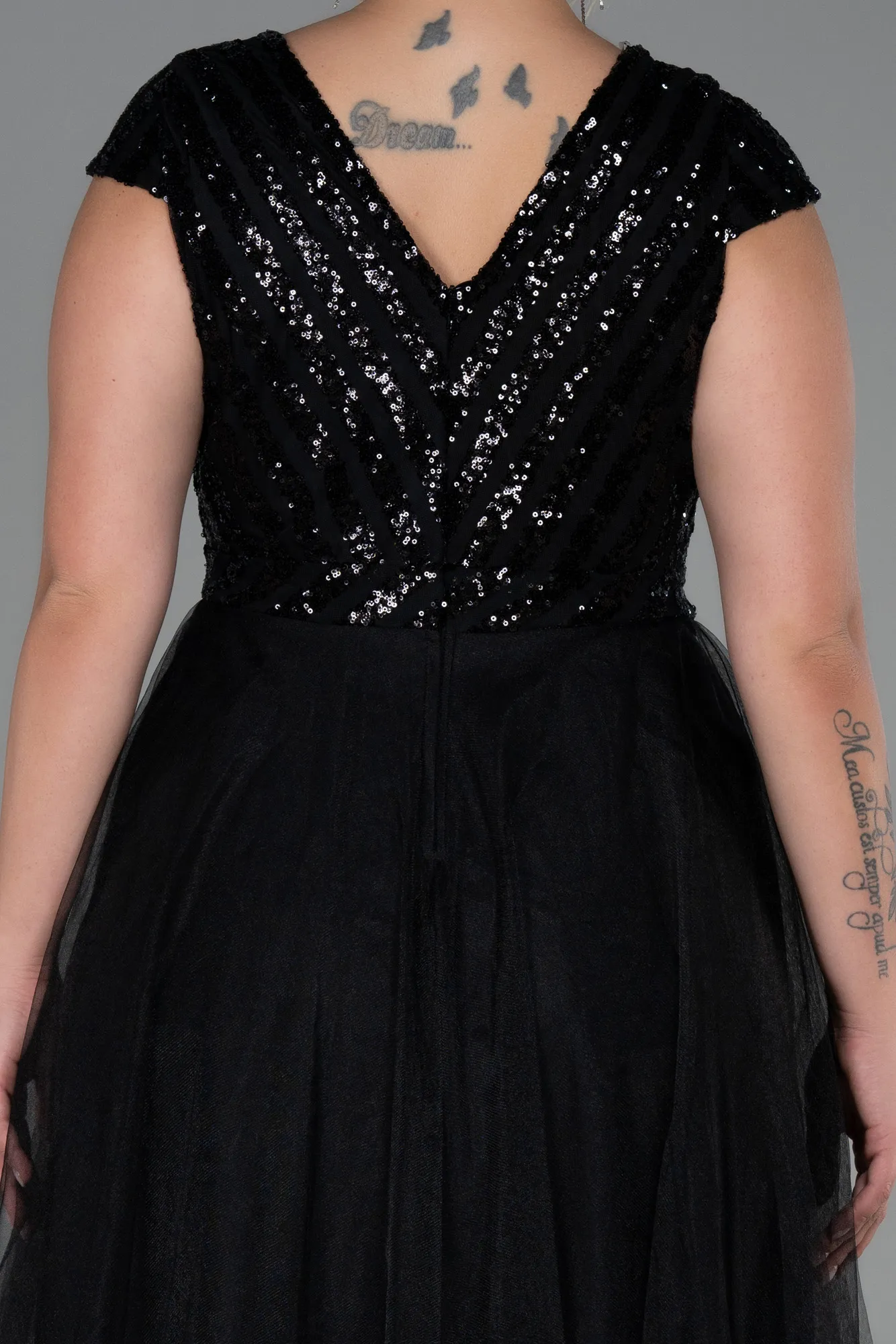 Black-Long Plus Size Evening Dress ABU3281