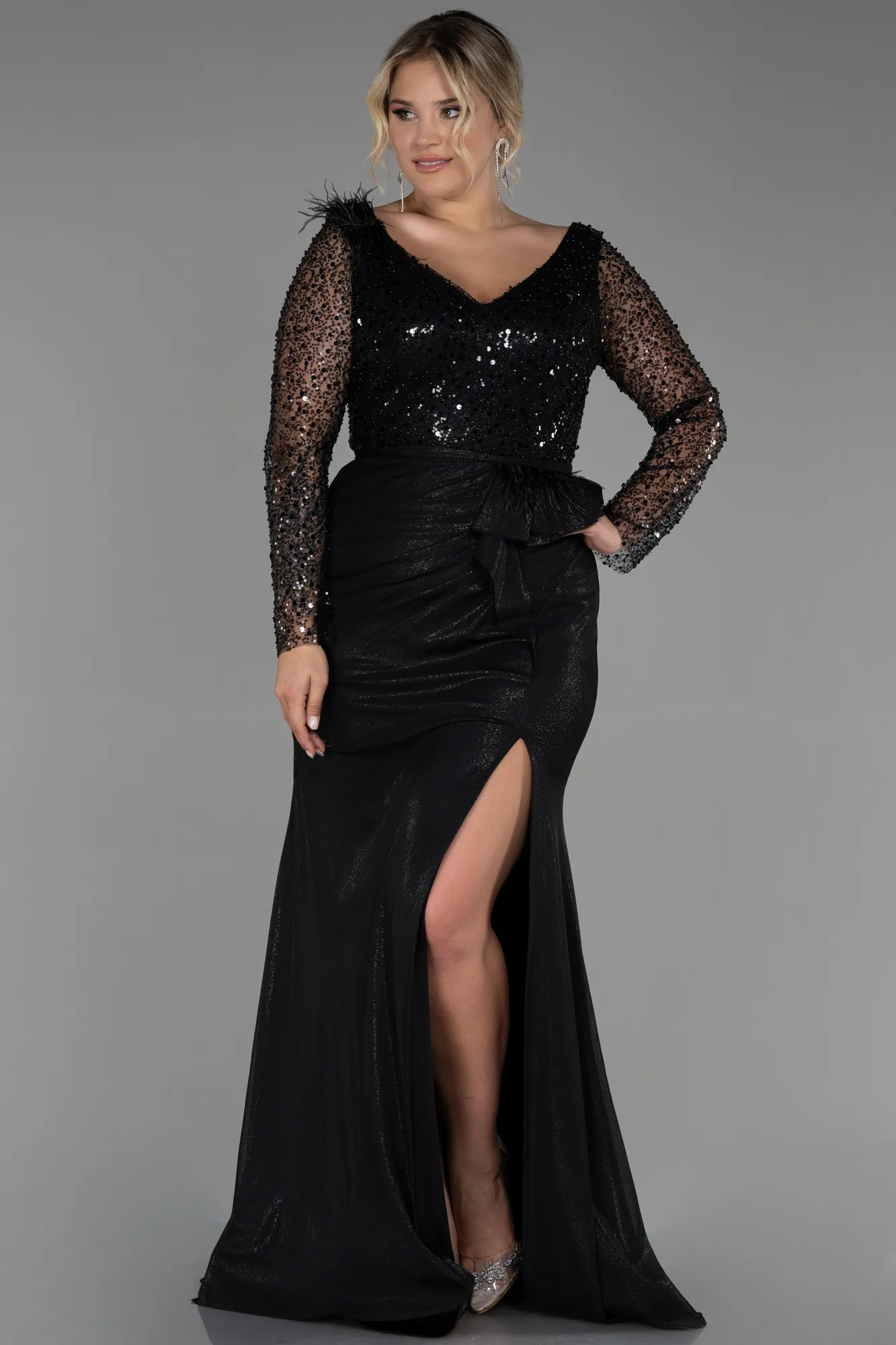 Black-Long Plus Size Evening Dress ABU3284