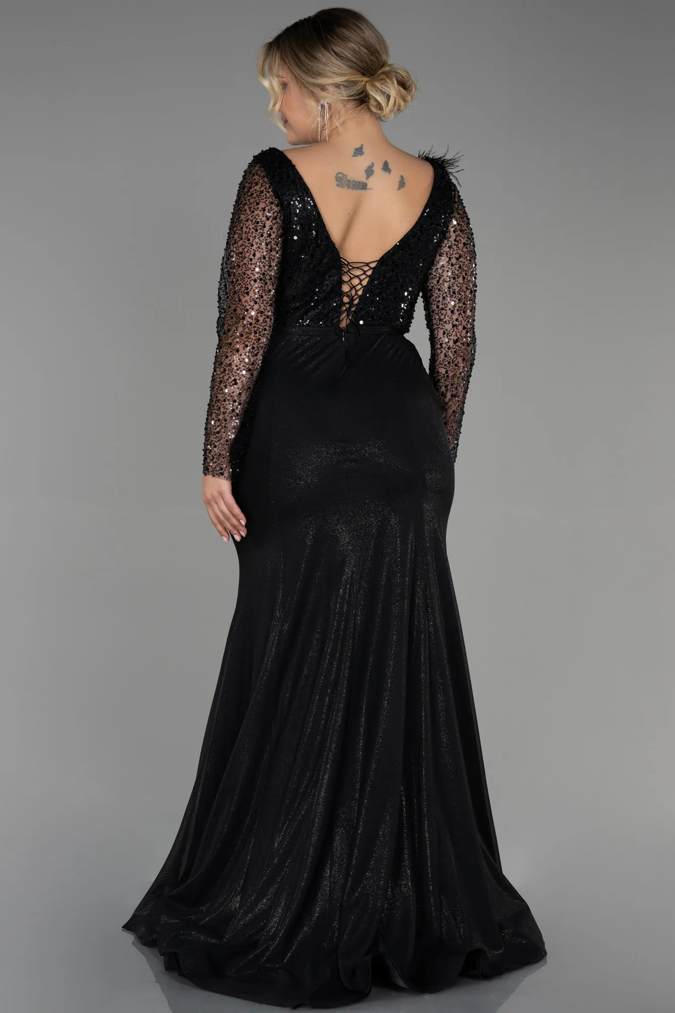 Black-Long Plus Size Evening Dress ABU3284