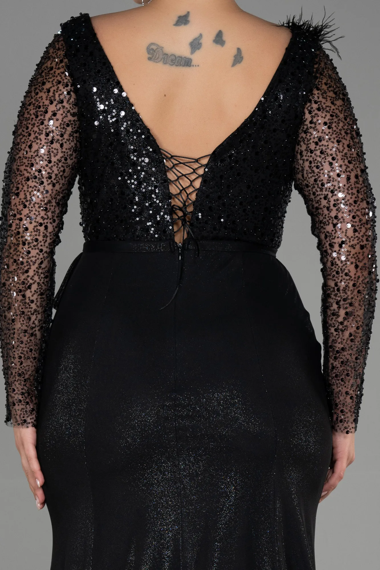 Black-Long Plus Size Evening Dress ABU3284