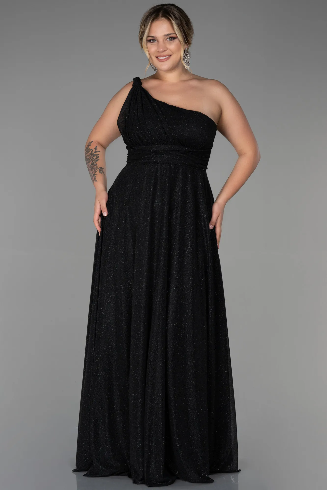 Black-Long Plus Size Evening Dress ABU3289