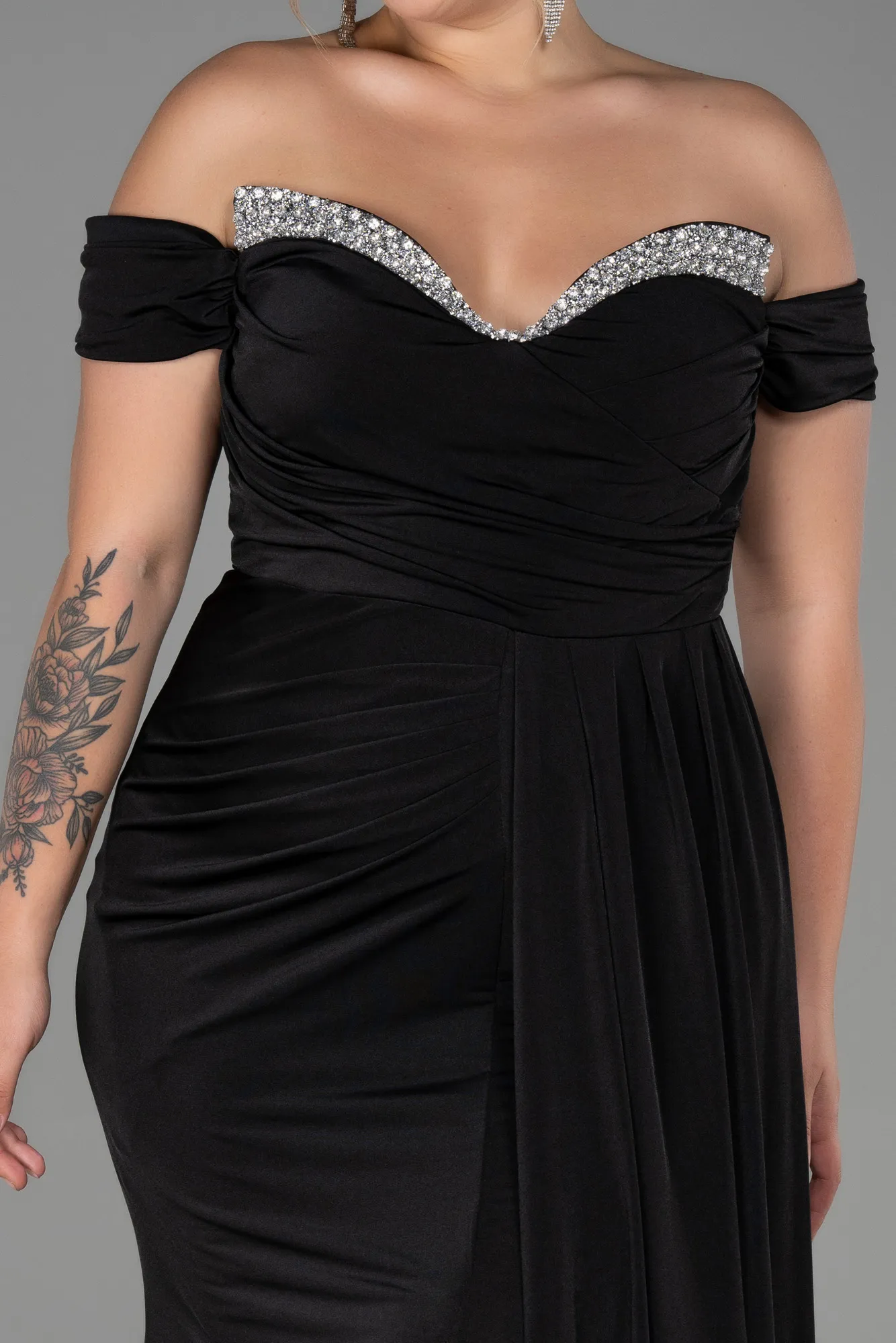 Black-Long Plus Size Evening Dress ABU3339