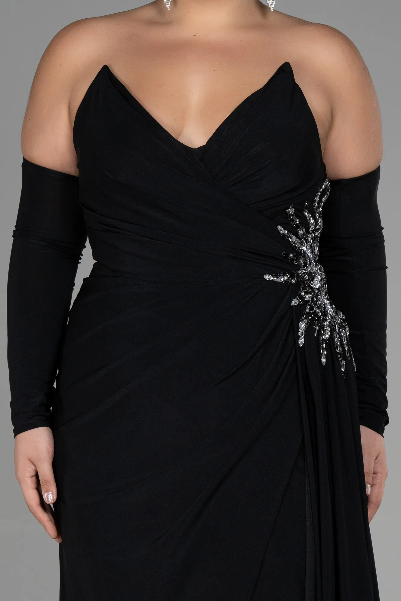 Black-Long Plus Size Evening Dress ABU3352