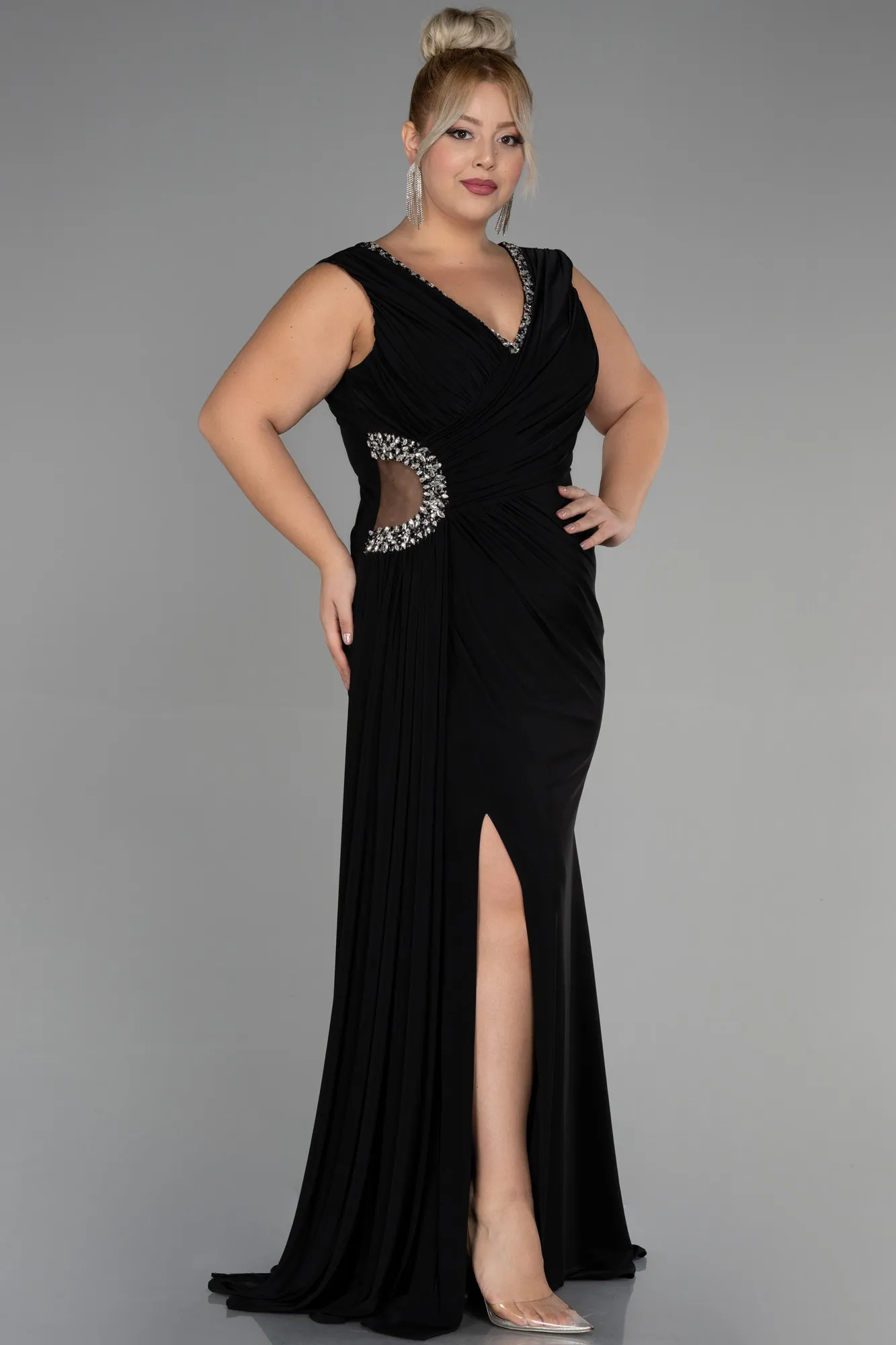 Black-Long Plus Size Evening Dress ABU3372