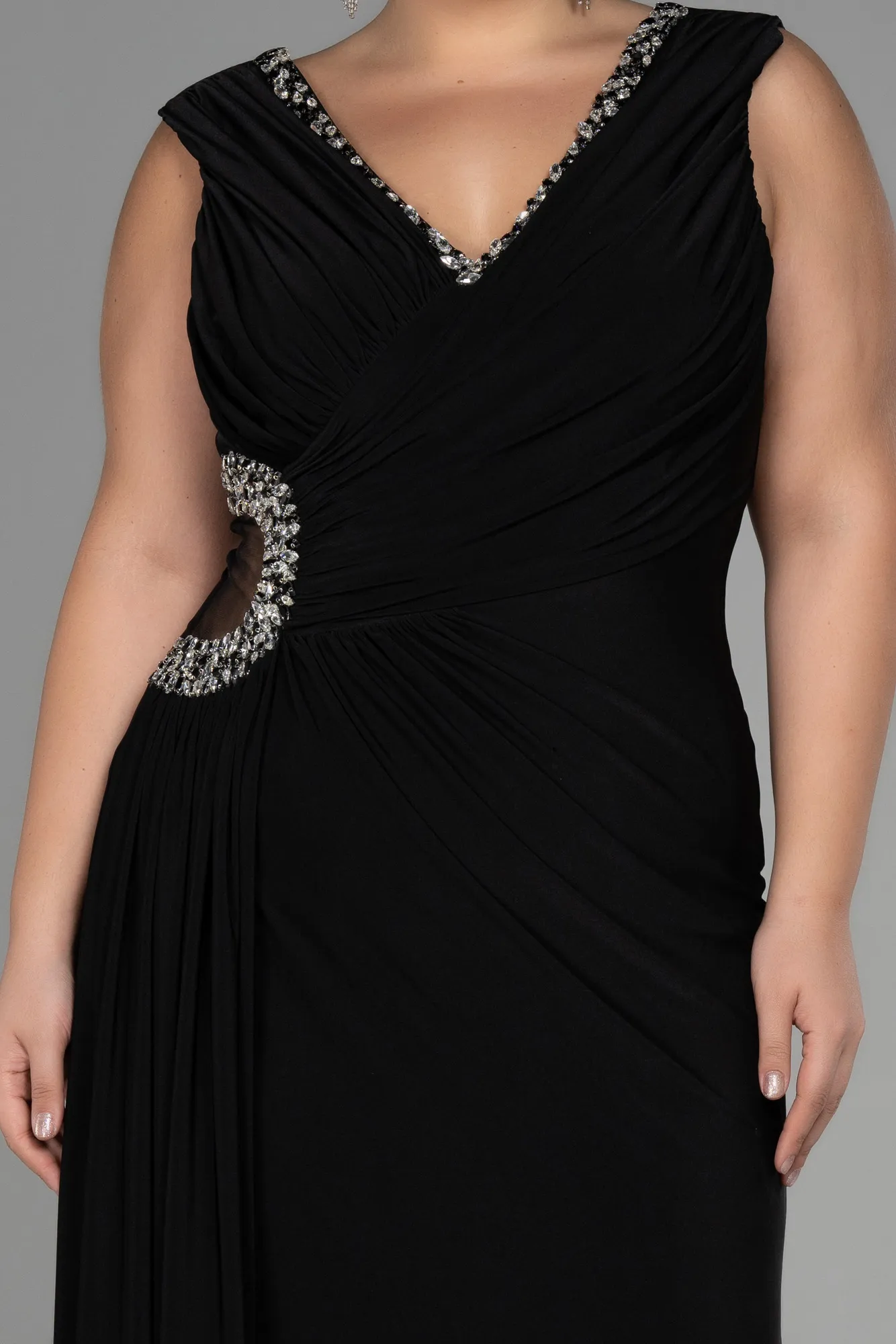 Black-Long Plus Size Evening Dress ABU3372