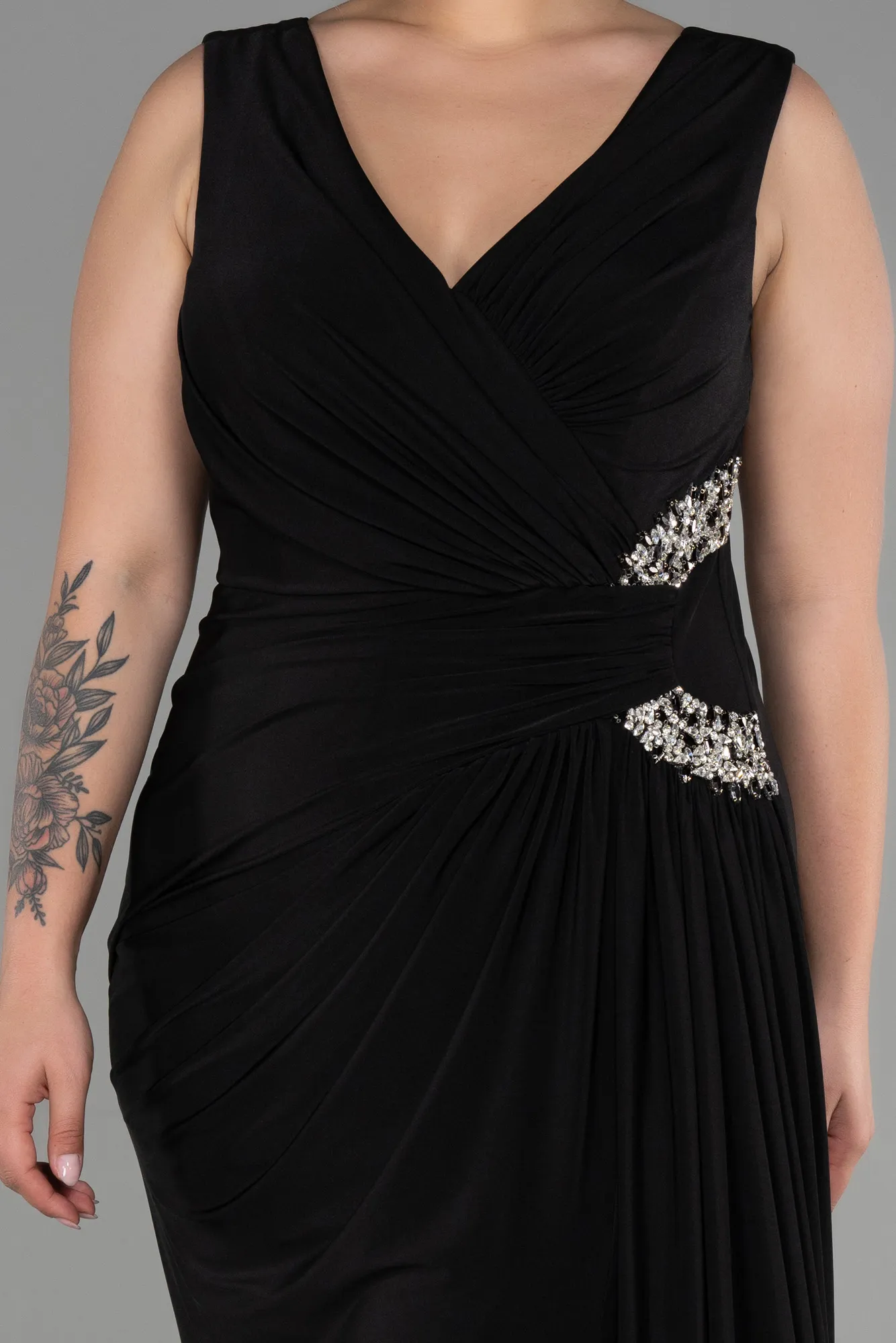 Black-Long Plus Size Evening Dress ABU3438