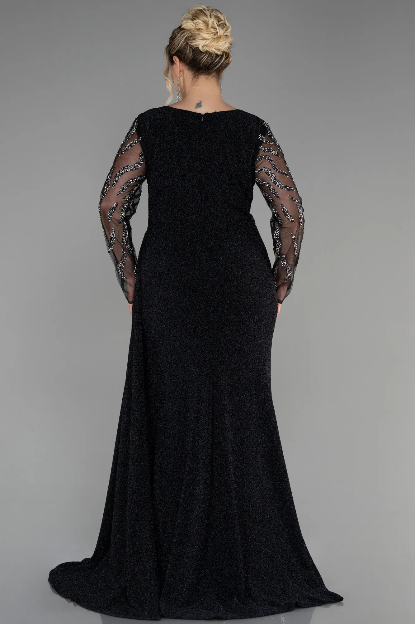 Black-Long Plus Size Evening Dress ABU3440