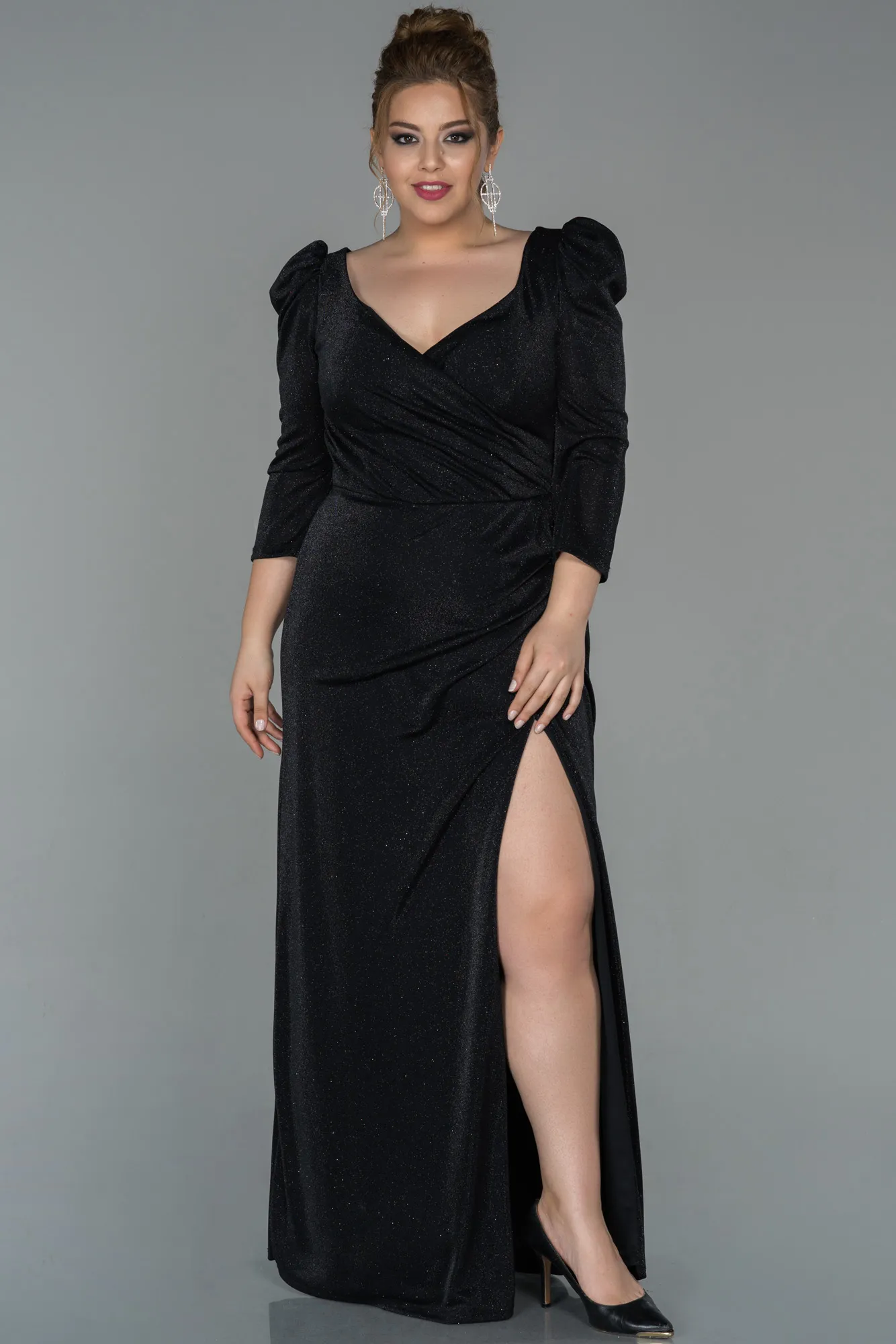 Black-Long Plus Size Evening Dress ABU3444