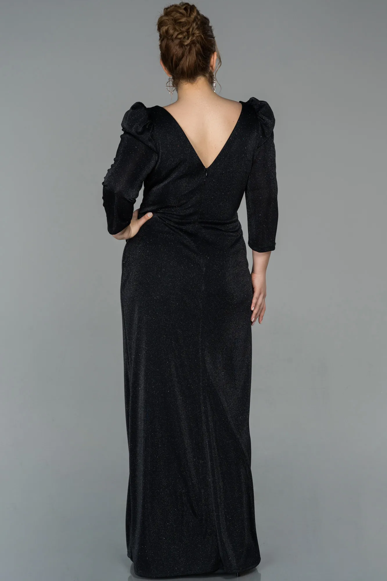 Black-Long Plus Size Evening Dress ABU3444