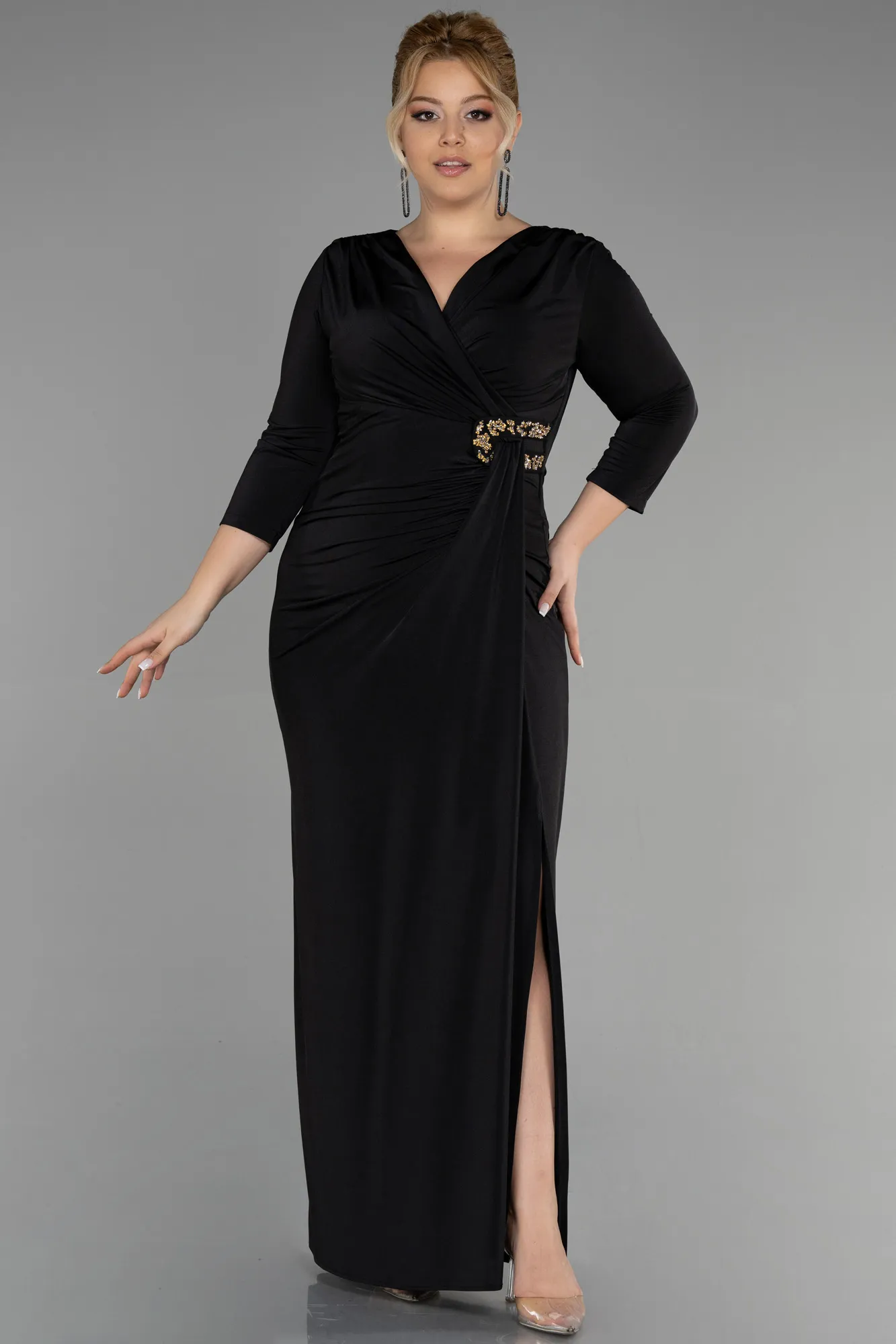 Black-Long Plus Size Evening Dress ABU3467