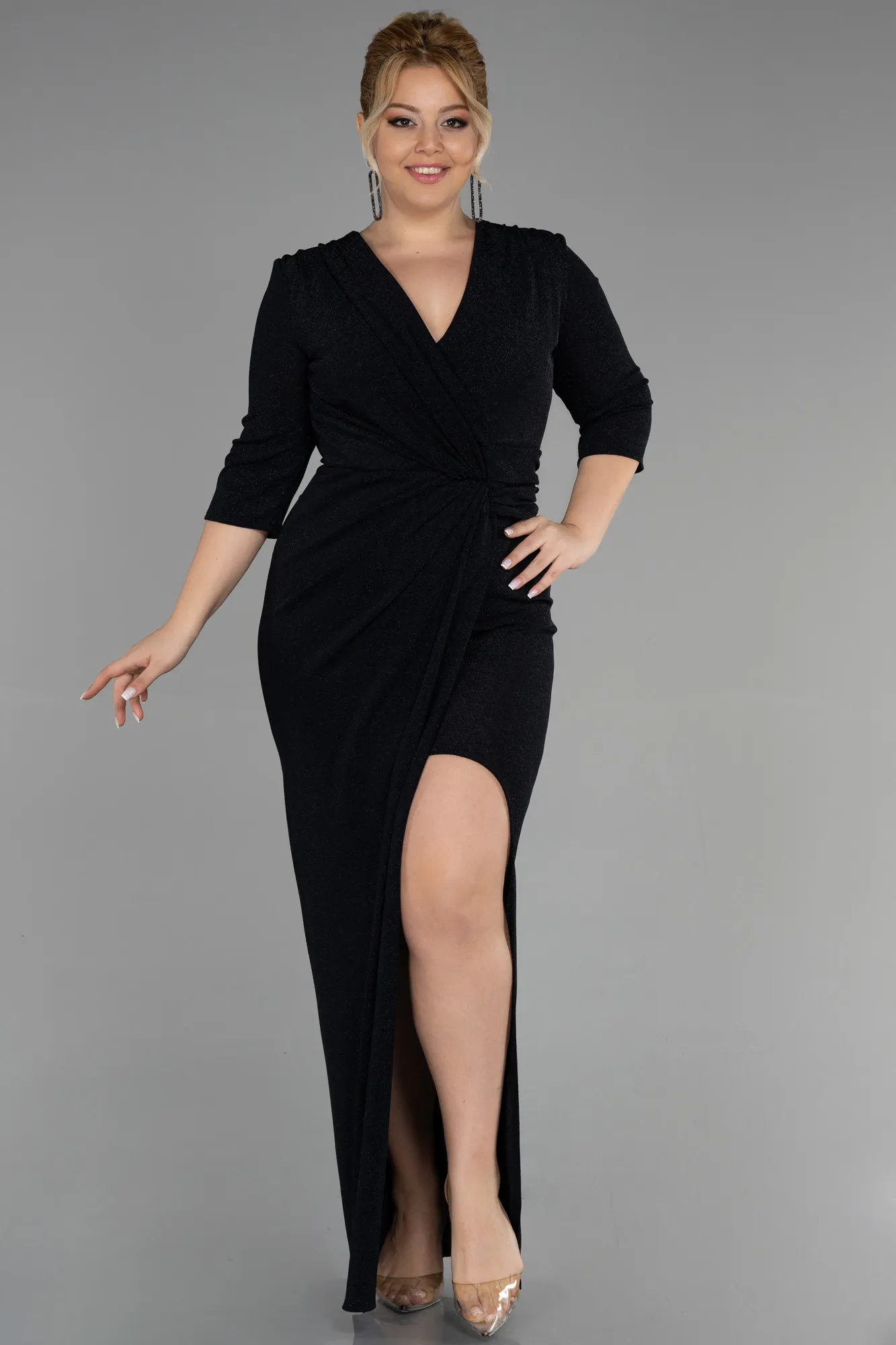 Black-Long Plus Size Evening Dress ABU3468