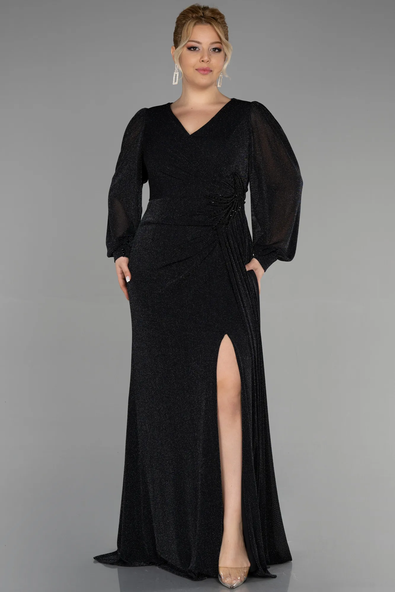 Black-Long Plus Size Evening Dress ABU3485