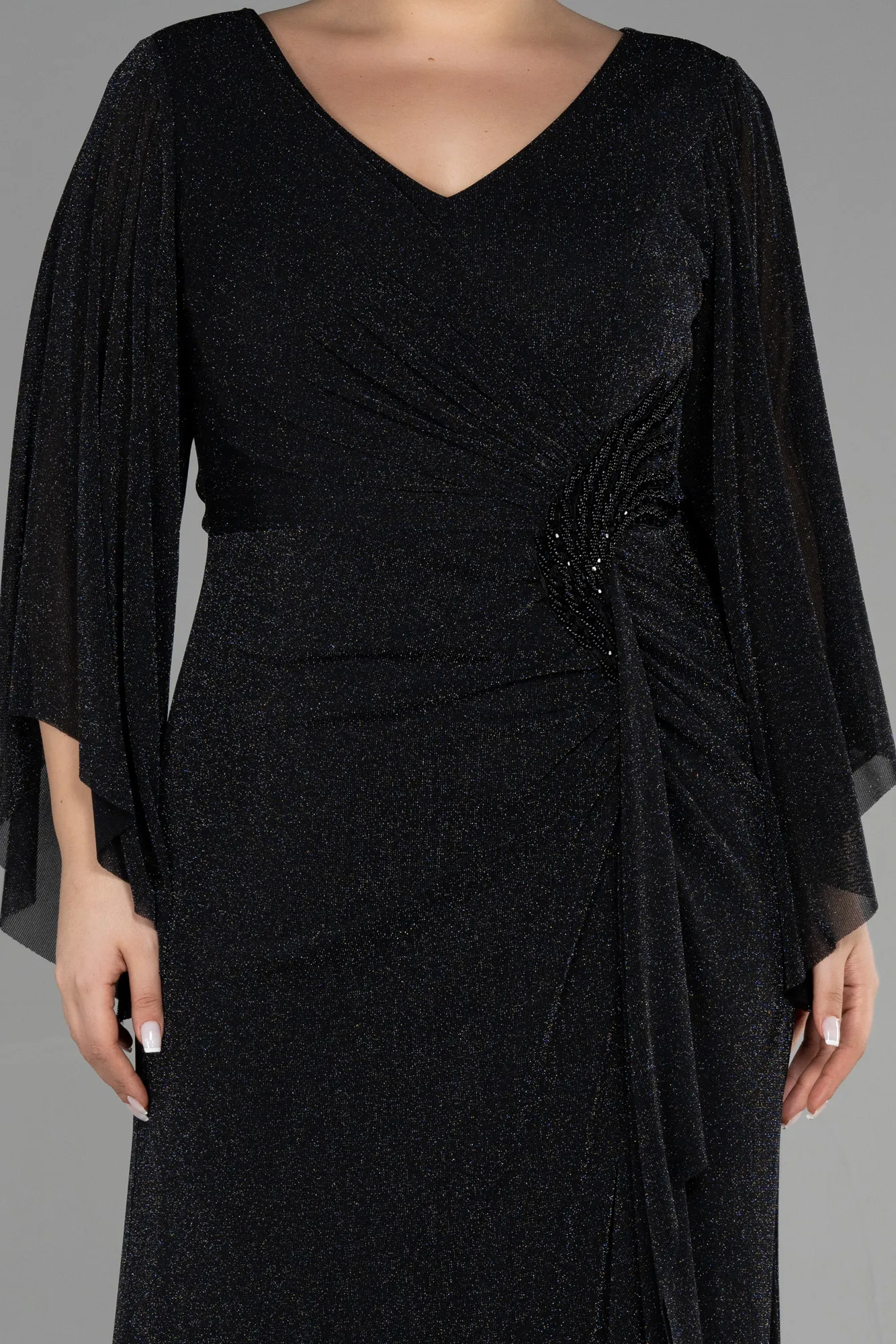 Black-Long Plus Size Evening Dress ABU3486