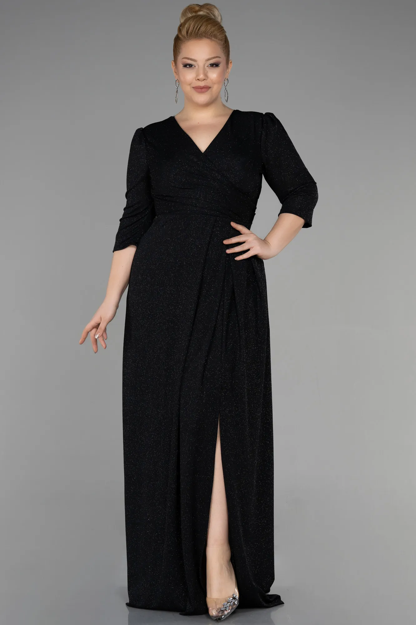 Black-Long Plus Size Evening Dress ABU3504