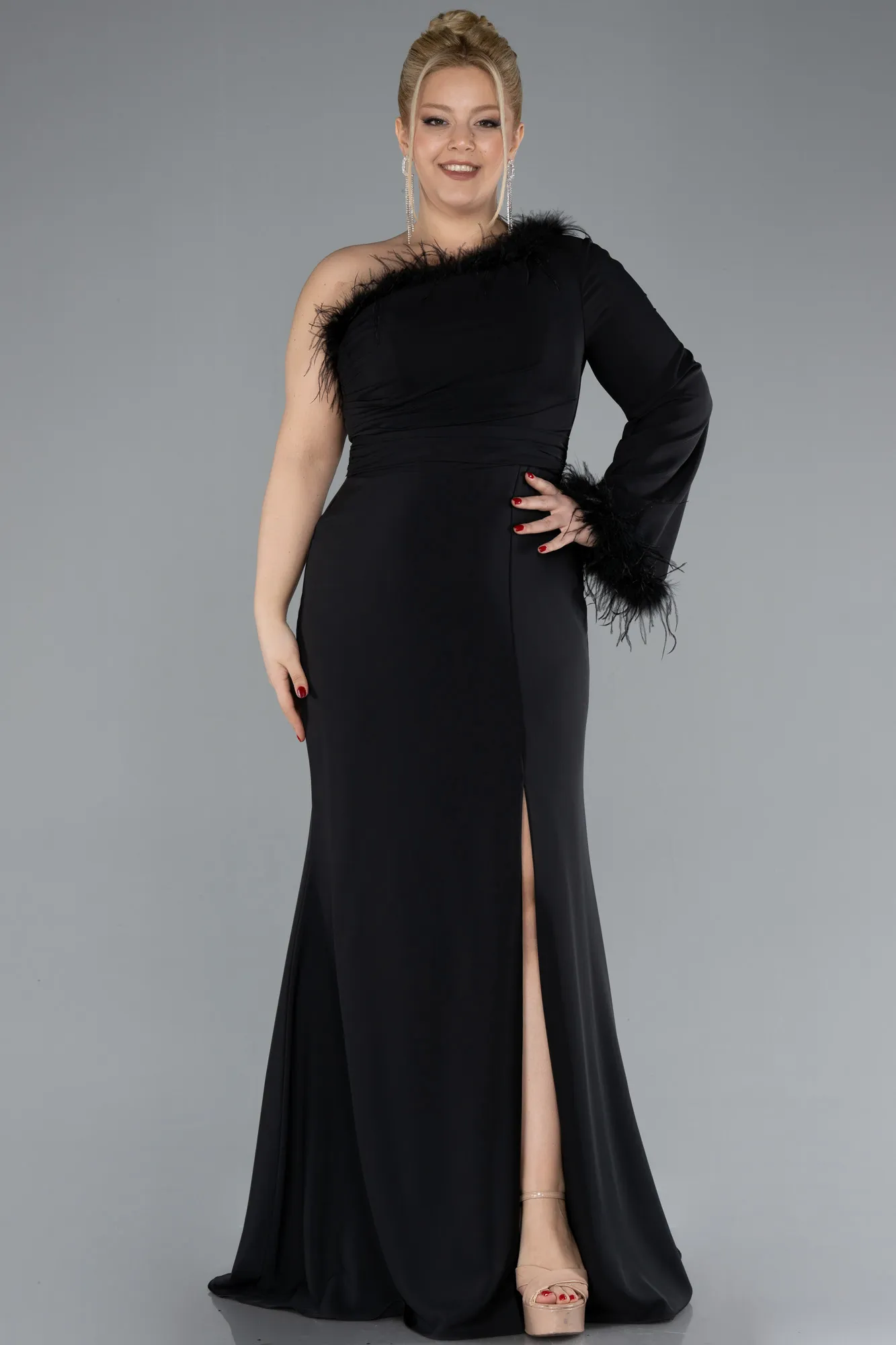 Black-Long Plus Size Evening Dress ABU3518