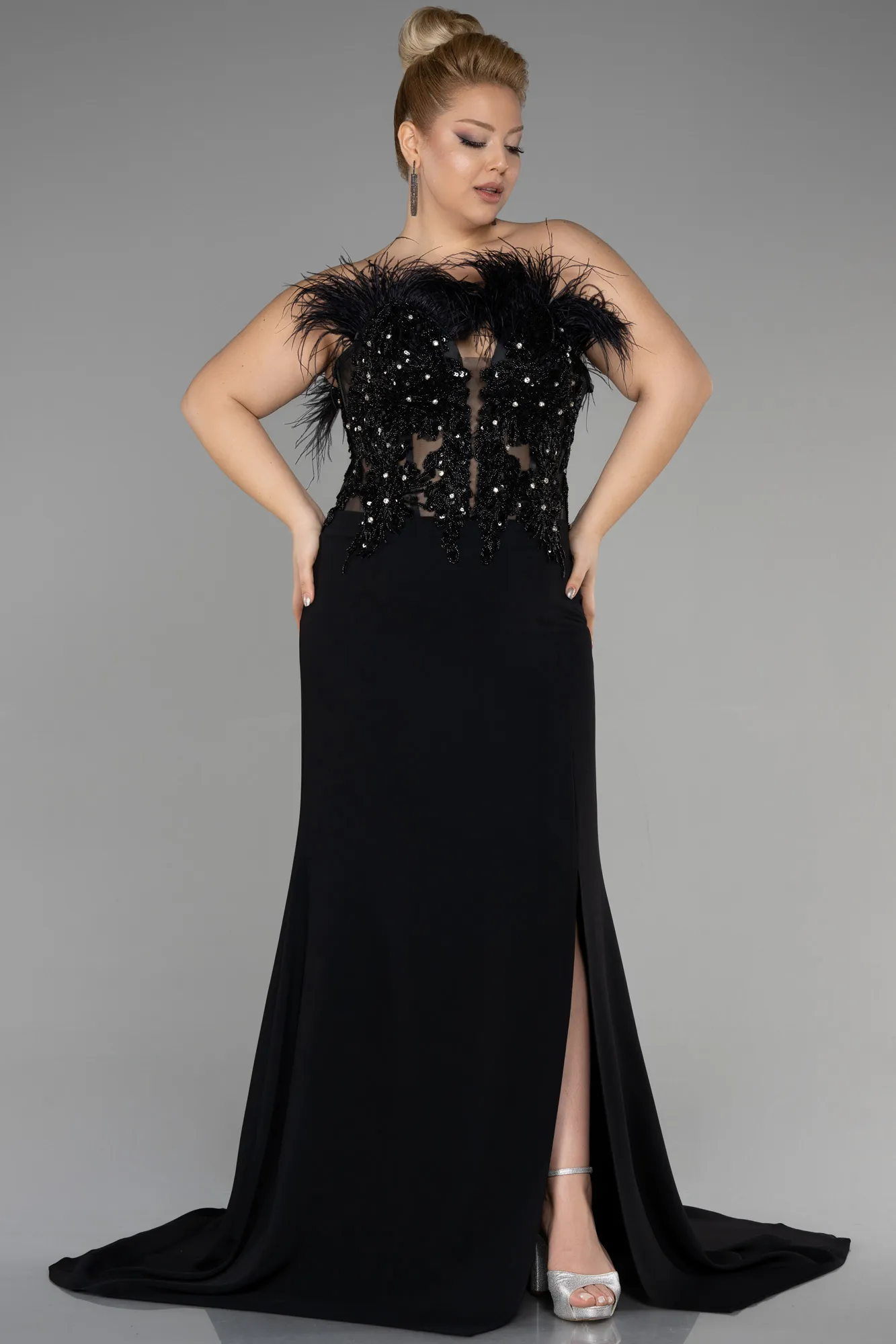 Black-Long Plus Size Evening Dress ABU3531
