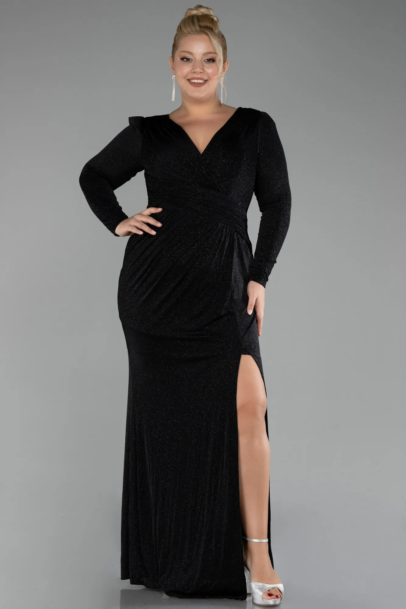 Black-Long Plus Size Evening Dress ABU3544