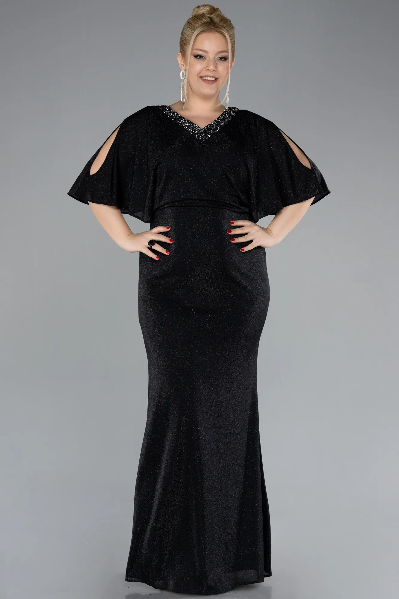 Black-Long Plus Size Evening Dress ABU3743