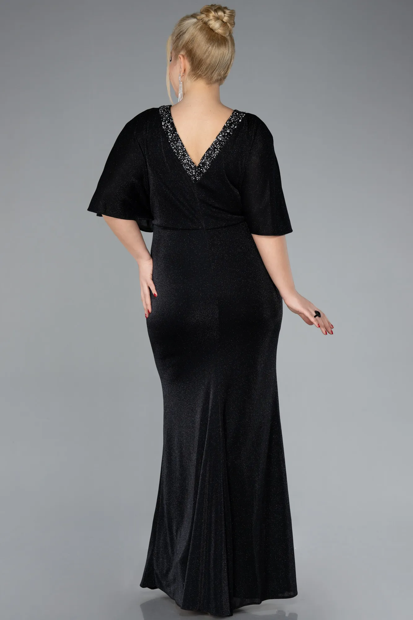 Black-Long Plus Size Evening Dress ABU3743