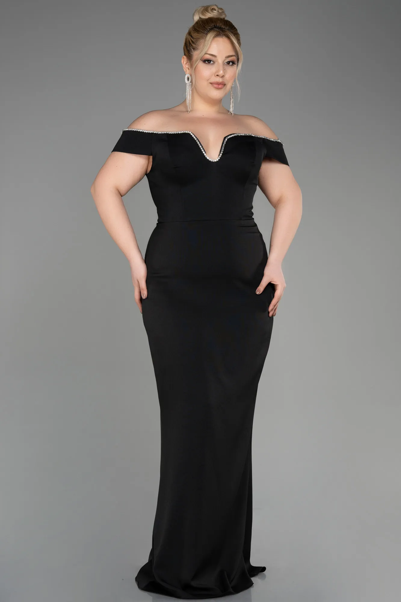 Black-Long Plus Size Evening Dress ABU3784