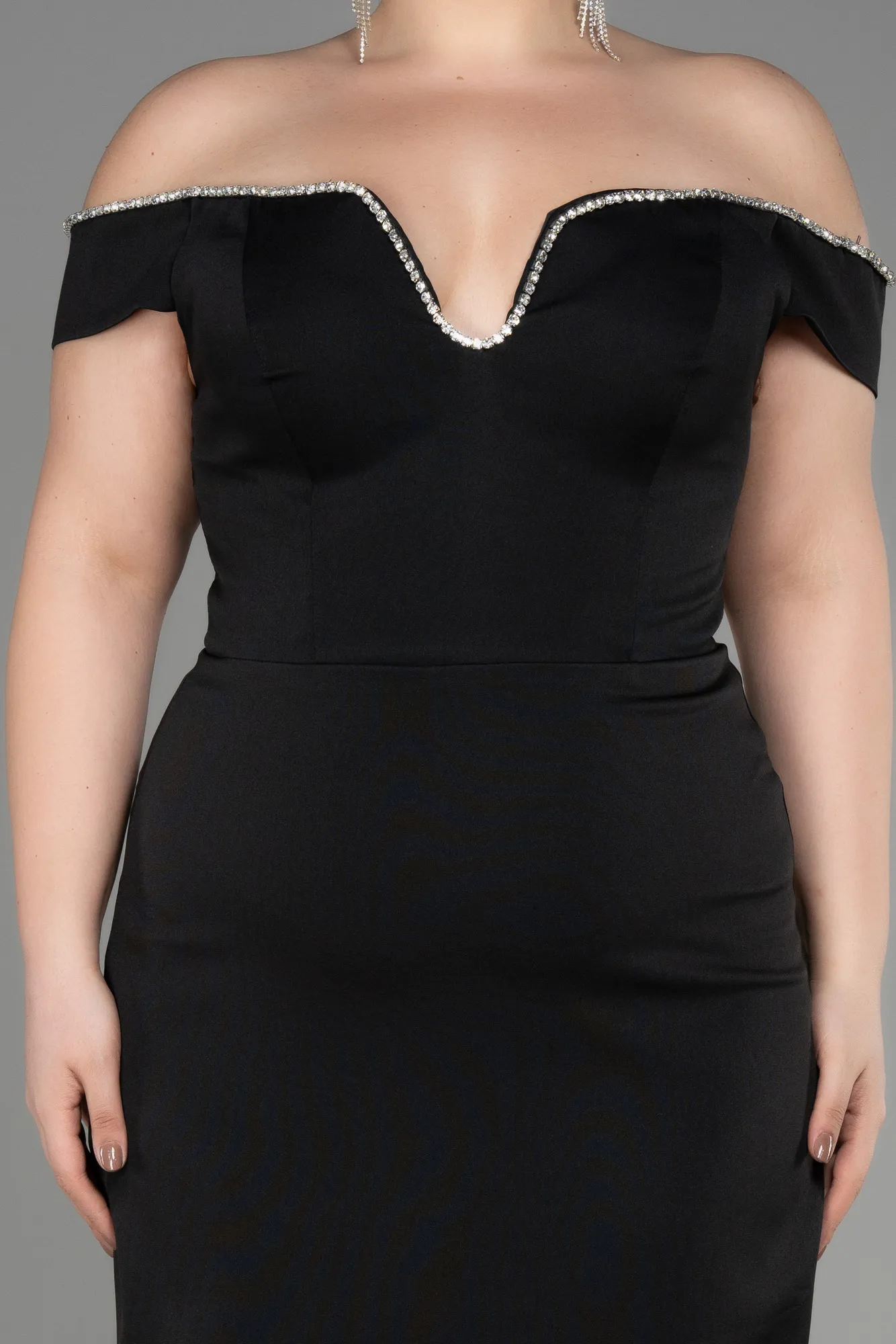 Black-Long Plus Size Evening Dress ABU3784