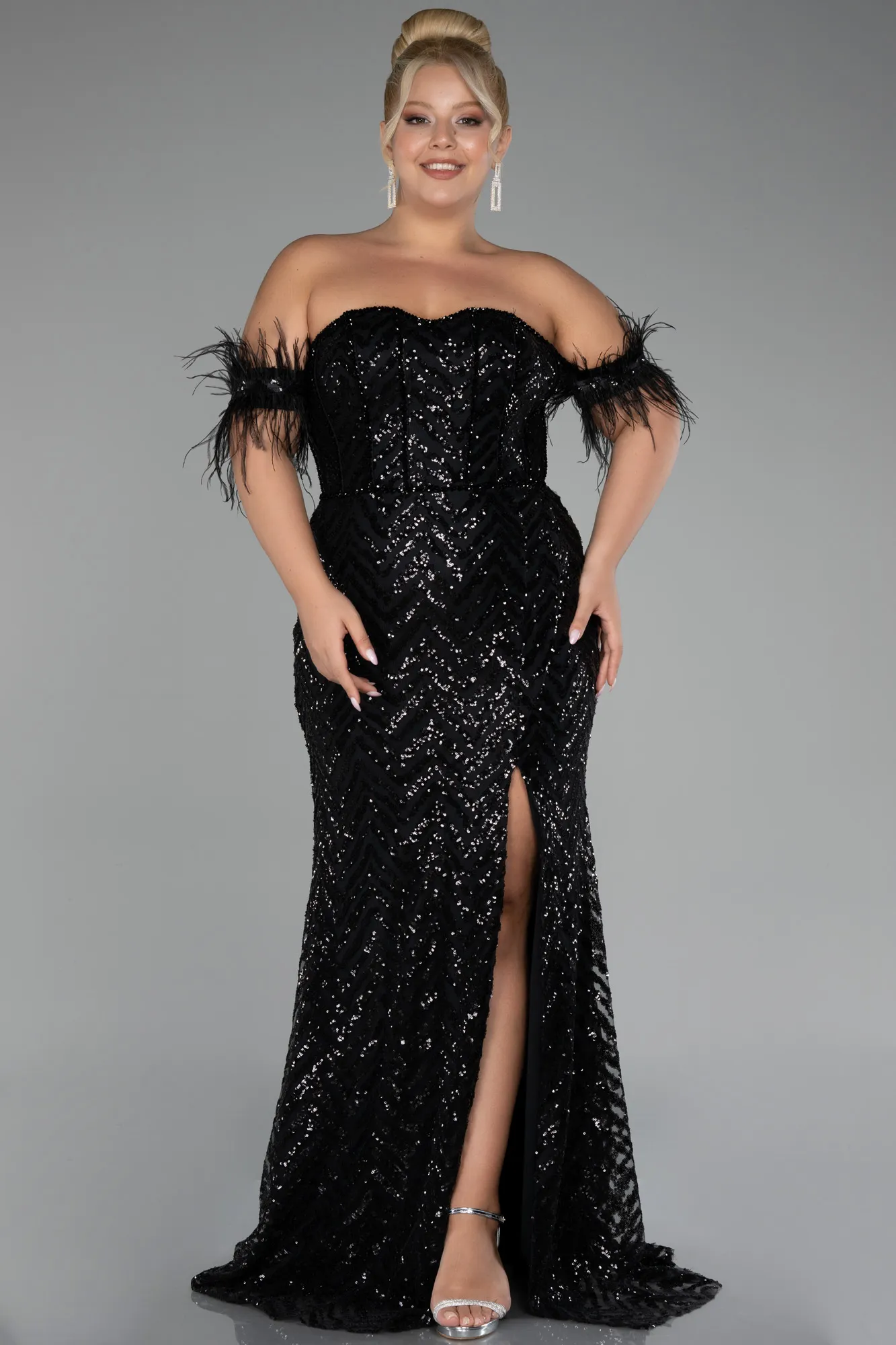 Black-Long Plus Size Evening Dress ABU4149