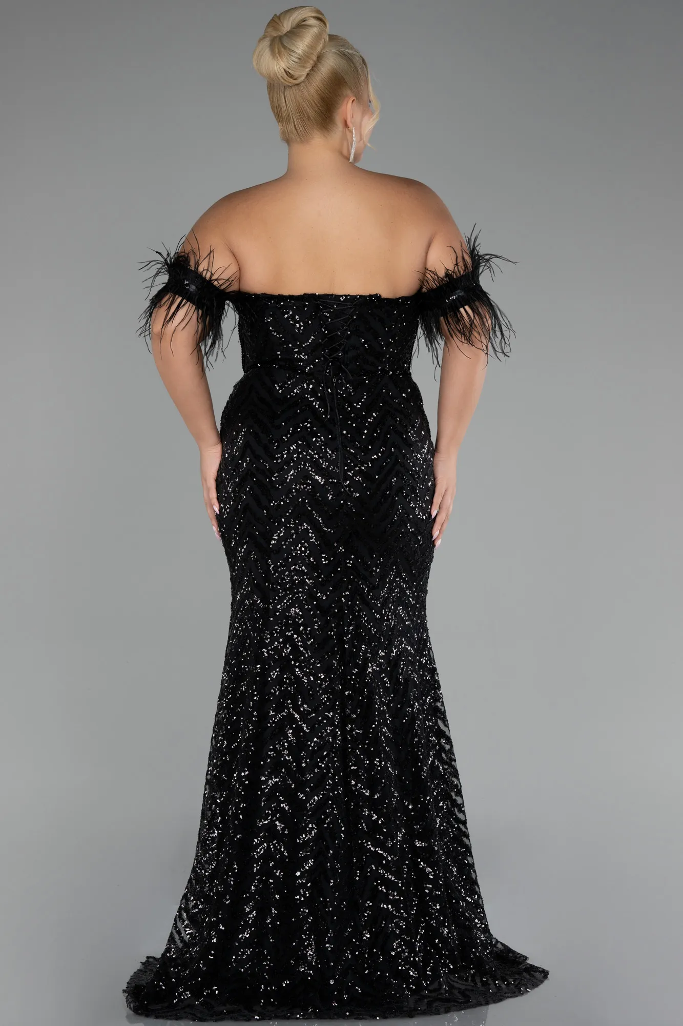 Black-Long Plus Size Evening Dress ABU4149