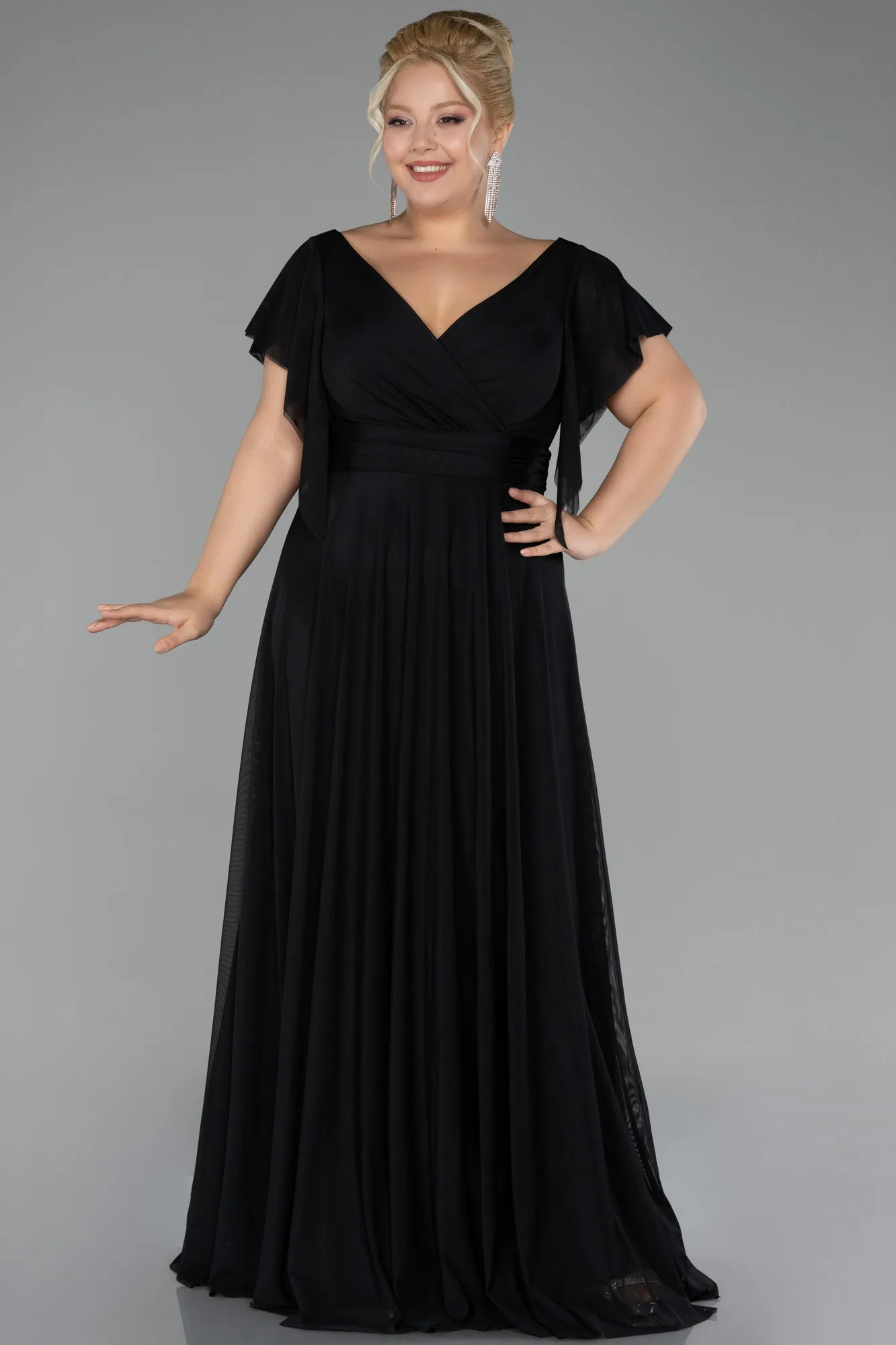 Black-Long Plus Size Evening Dress ABU4263