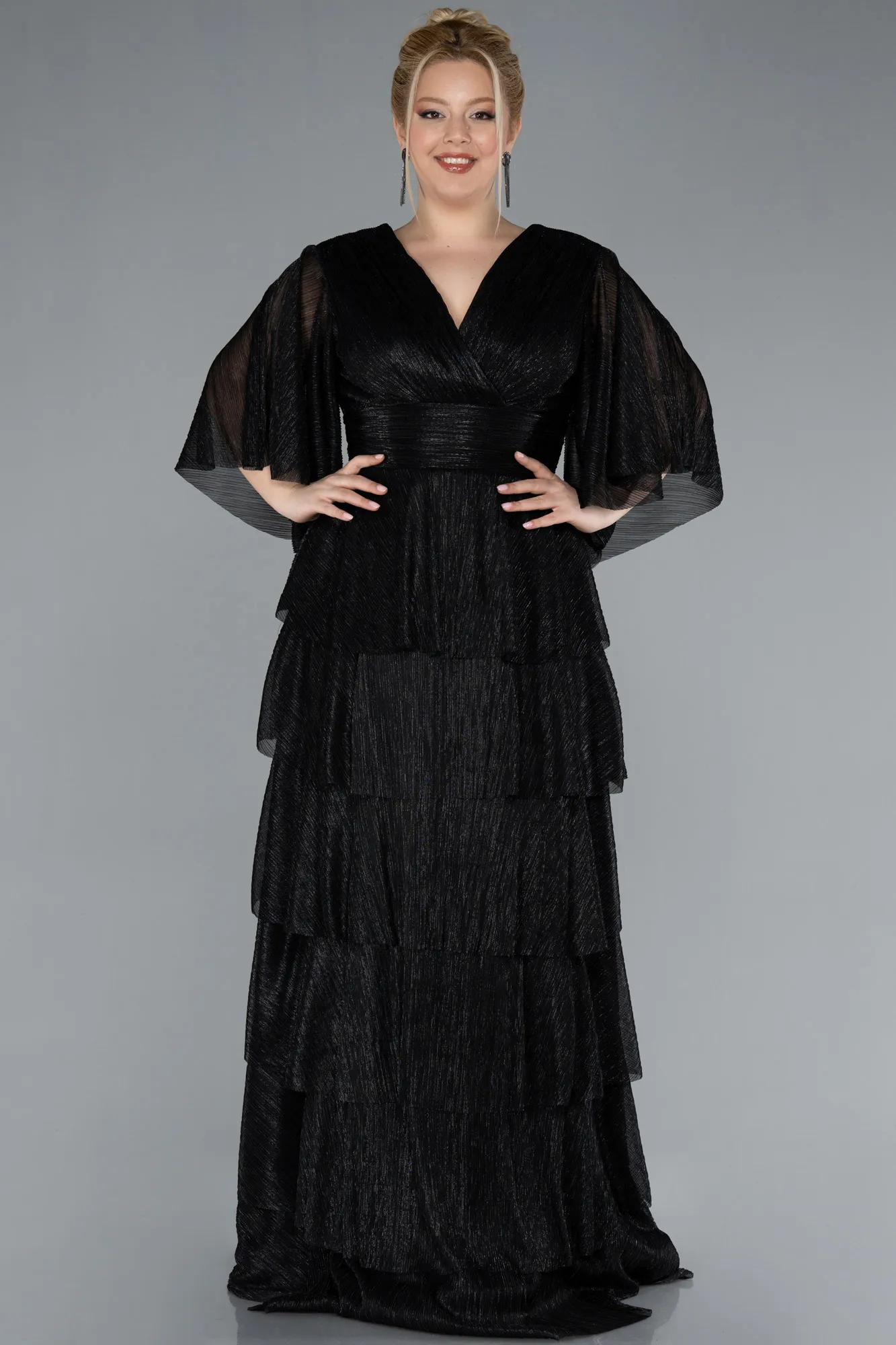 Black-Long Plus Size Evening Dress ABU4558