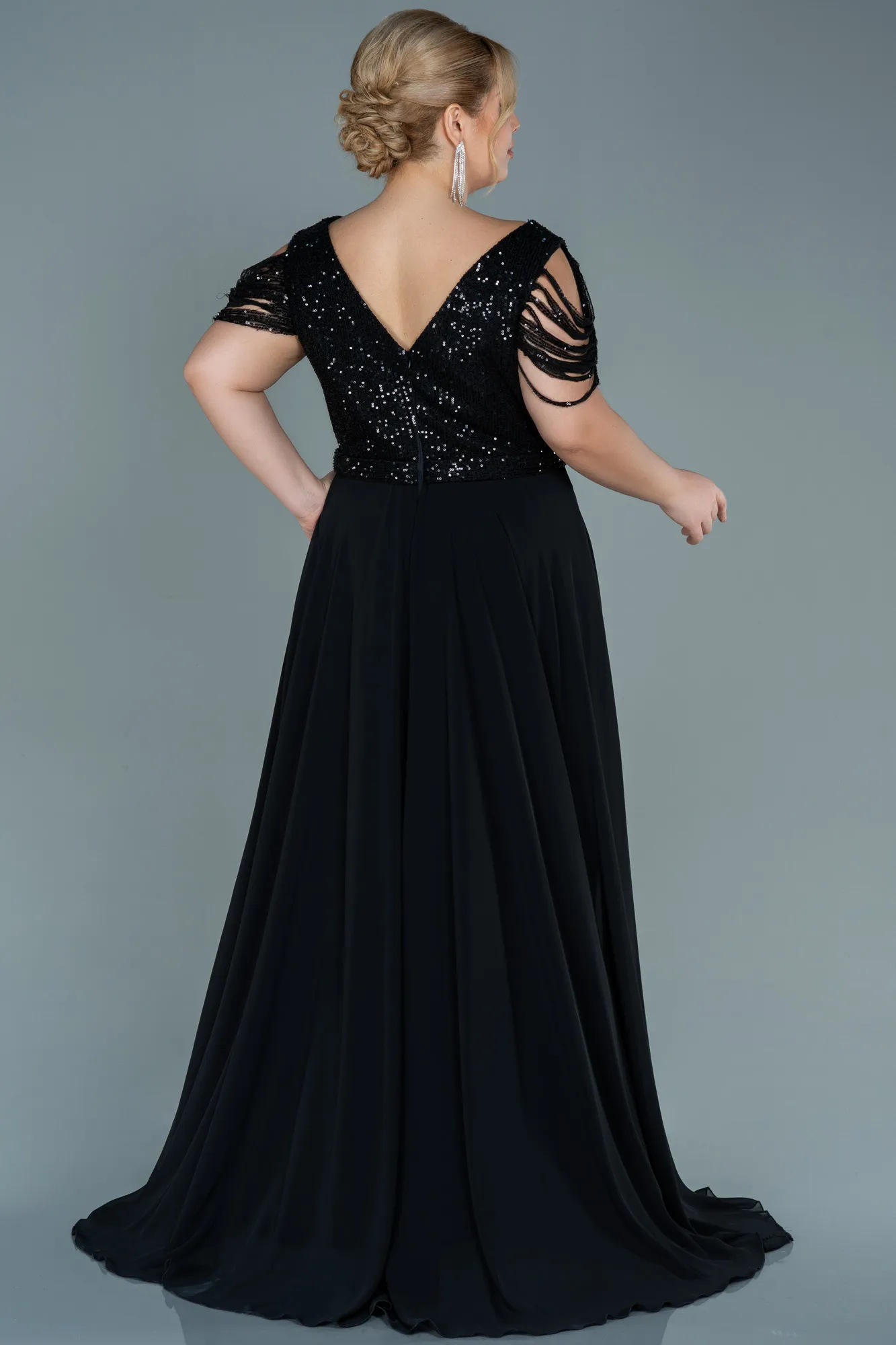 Black-Long Plus Size Evening Dress ABU828