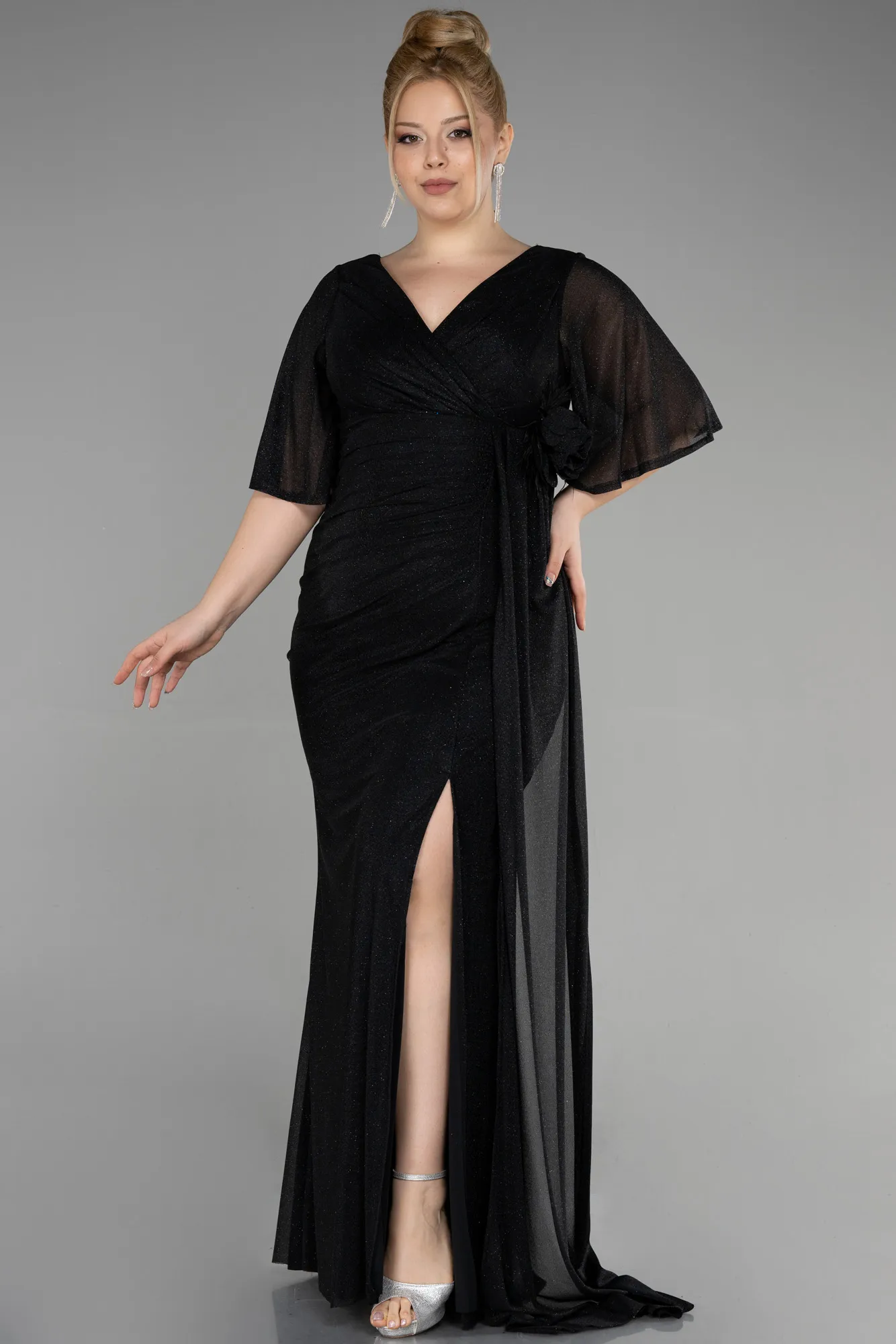 Black-Long Plus Size Evening Gown ABU3646