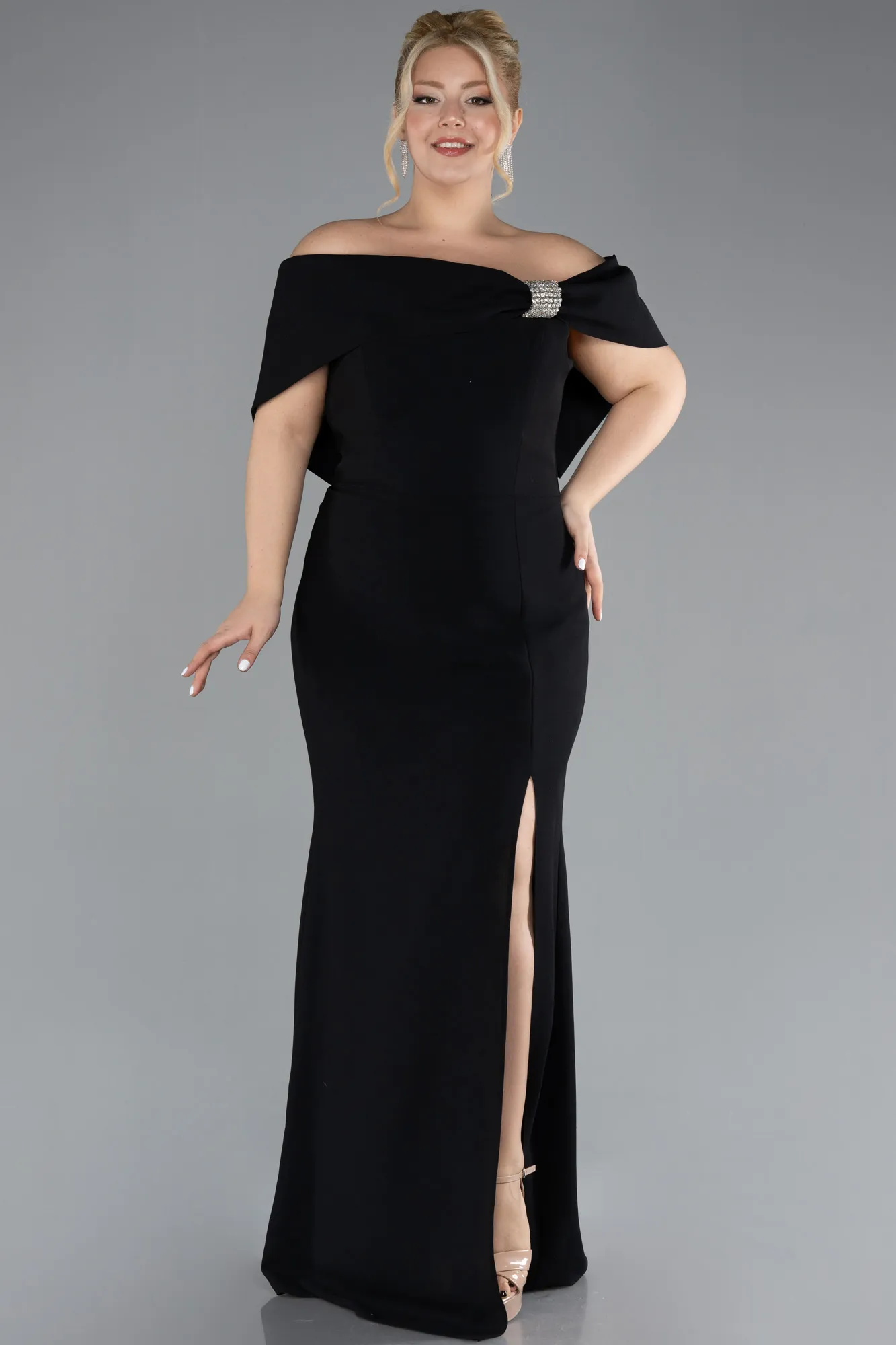 Black-Long Plus Size Evening Gown ABU3945