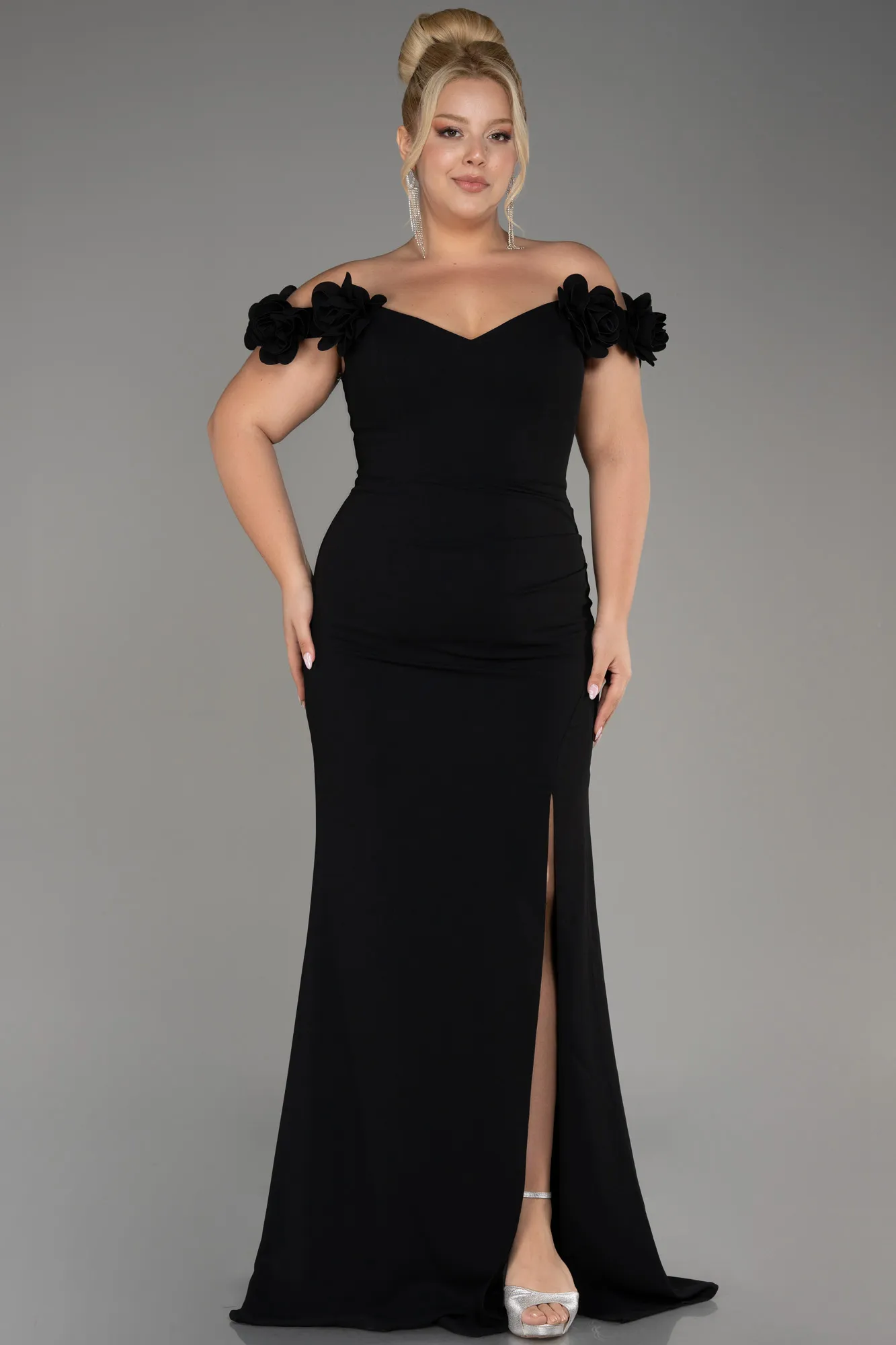 Black-Long Plus Size Prom Dress ABU3946