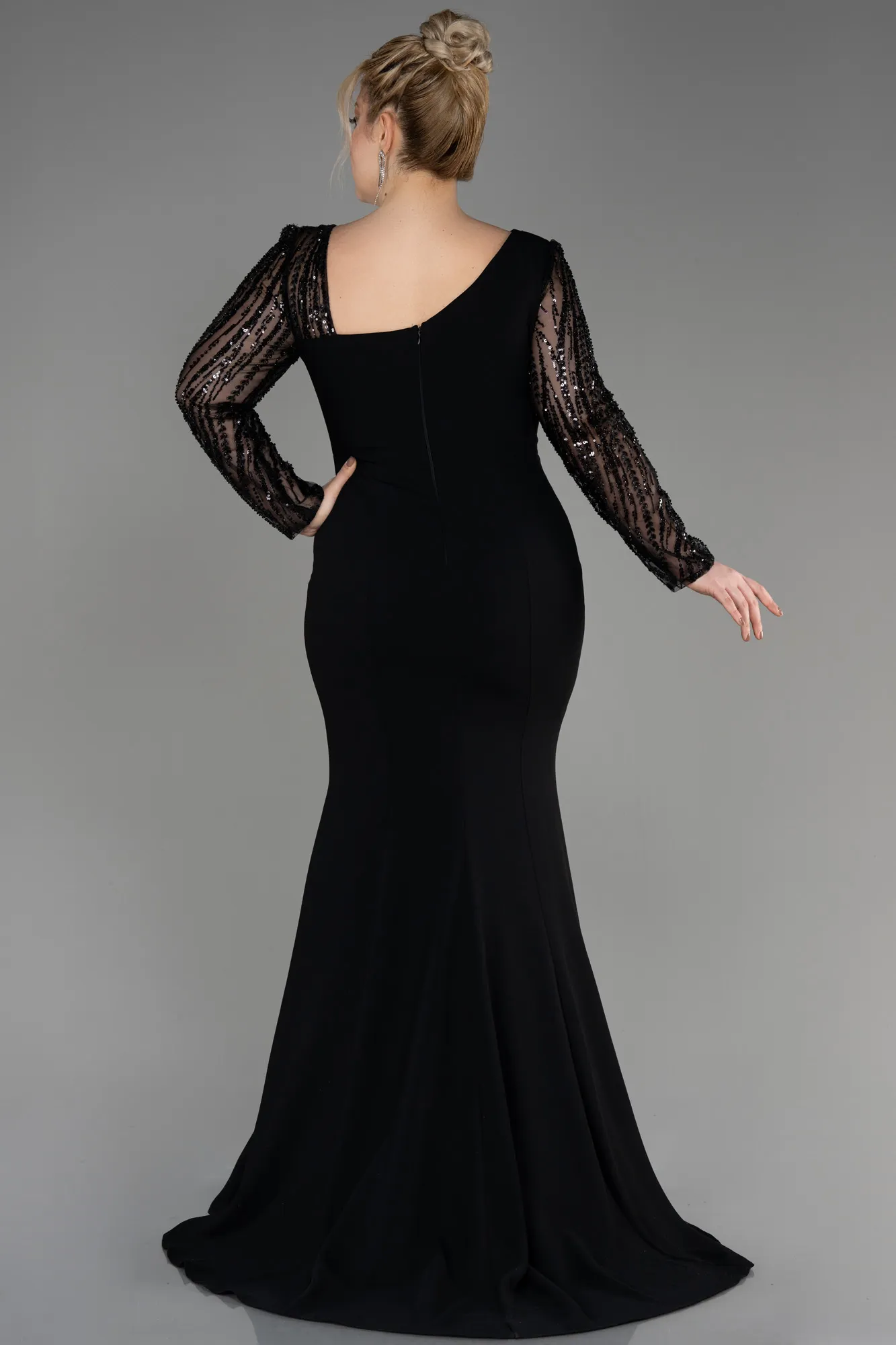 Black-Long Plus Size Wedding Dress ABU3713