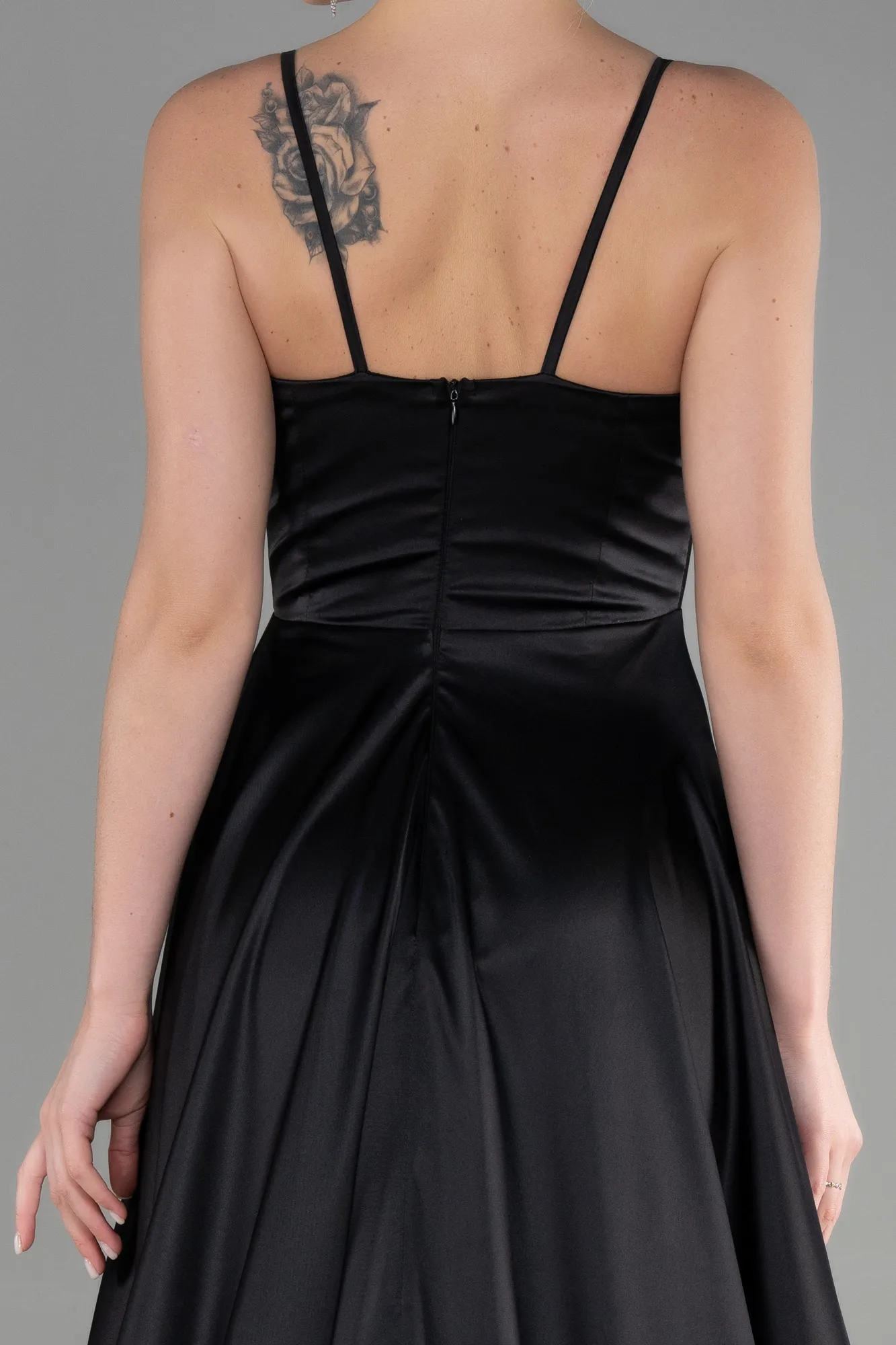 Black-Long Satin Evening Dress ABU3483