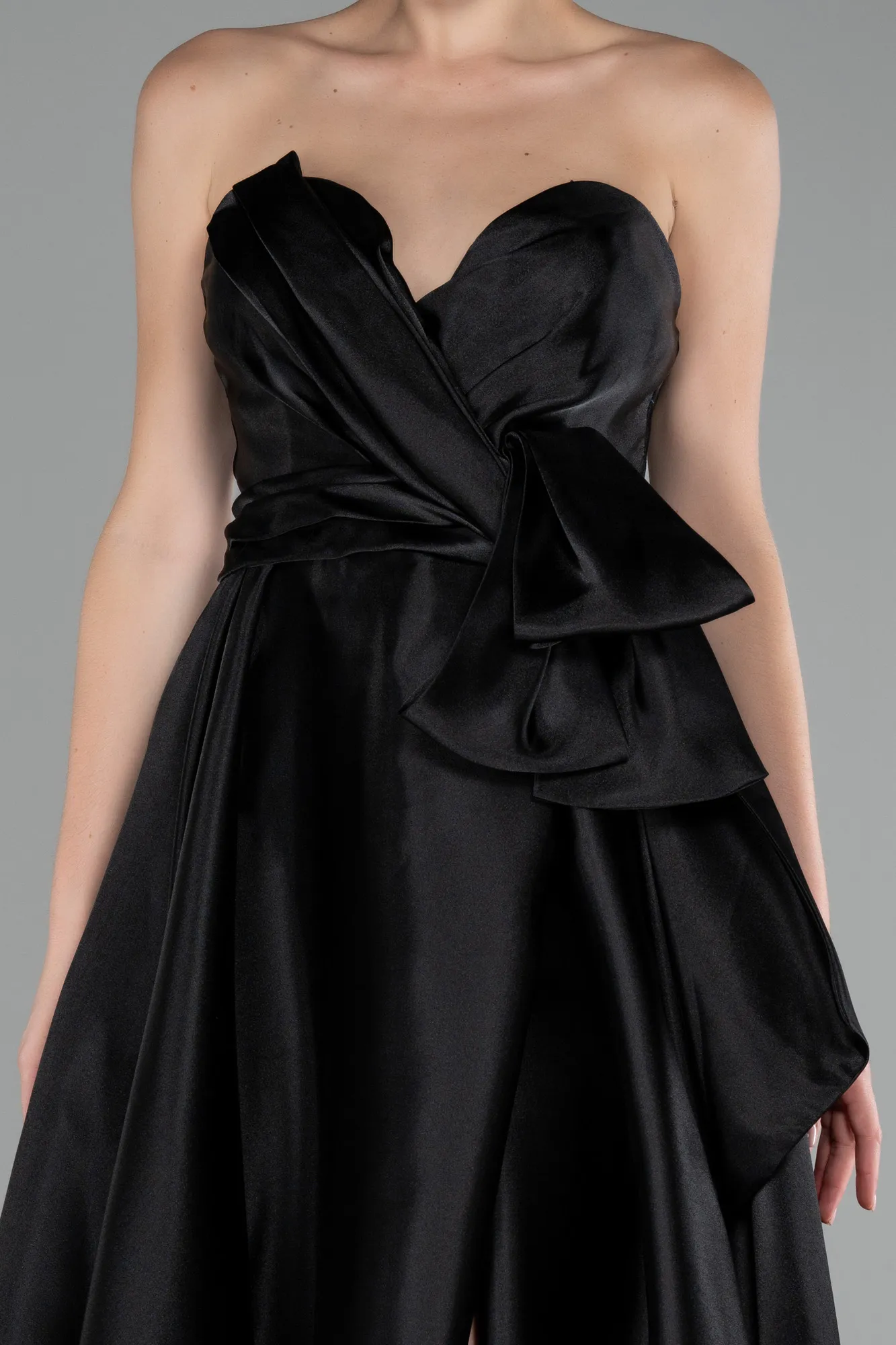 Black-Long Satin Evening Dress ABU3674