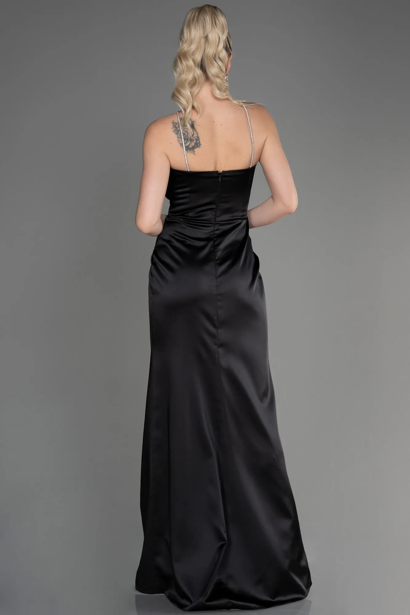 Black-Long Satin Prom Gown ABU3525
