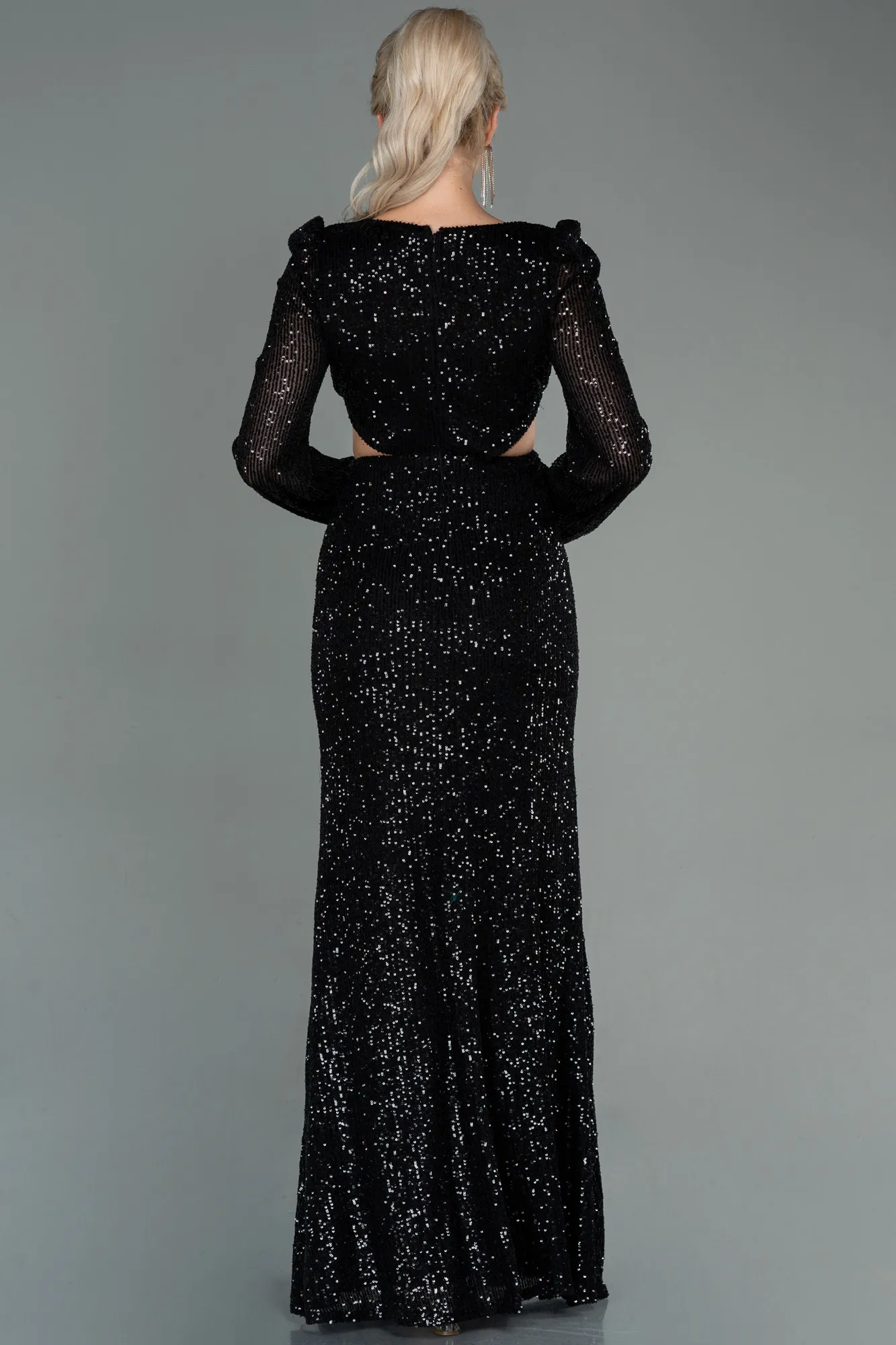 Black-Long Scaly Evening Dress ABU2784