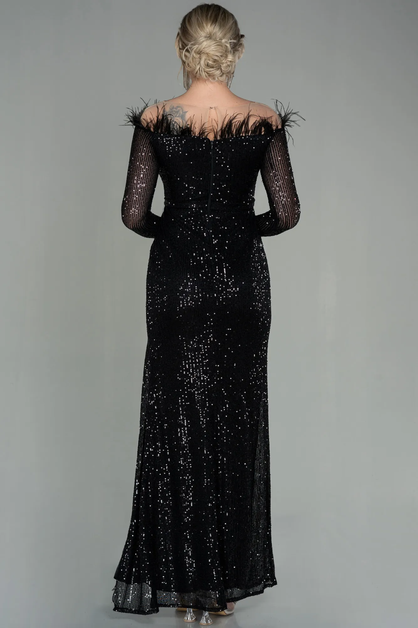 Black-Long Scaly Evening Dress ABU2820