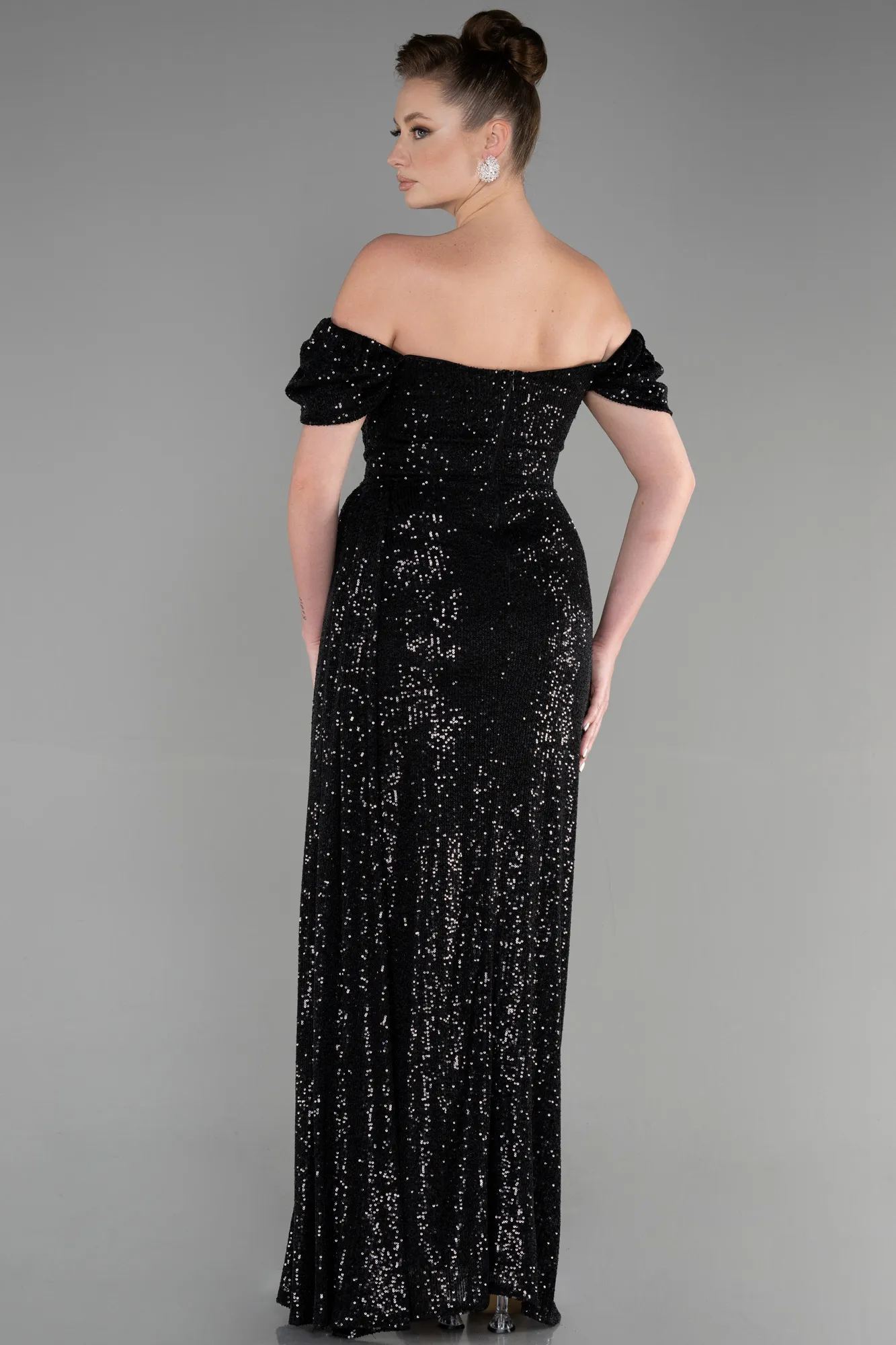 Black-Long Scaly Evening Dress ABU2987